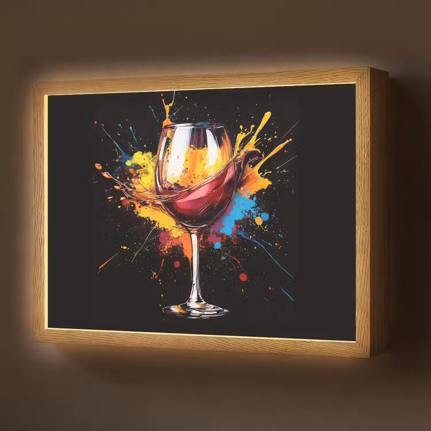 Wijn - Glas - Graffiti - Borrel - Rood - Verf Light Box met batterij (Wandlamp) middel -z3d_website