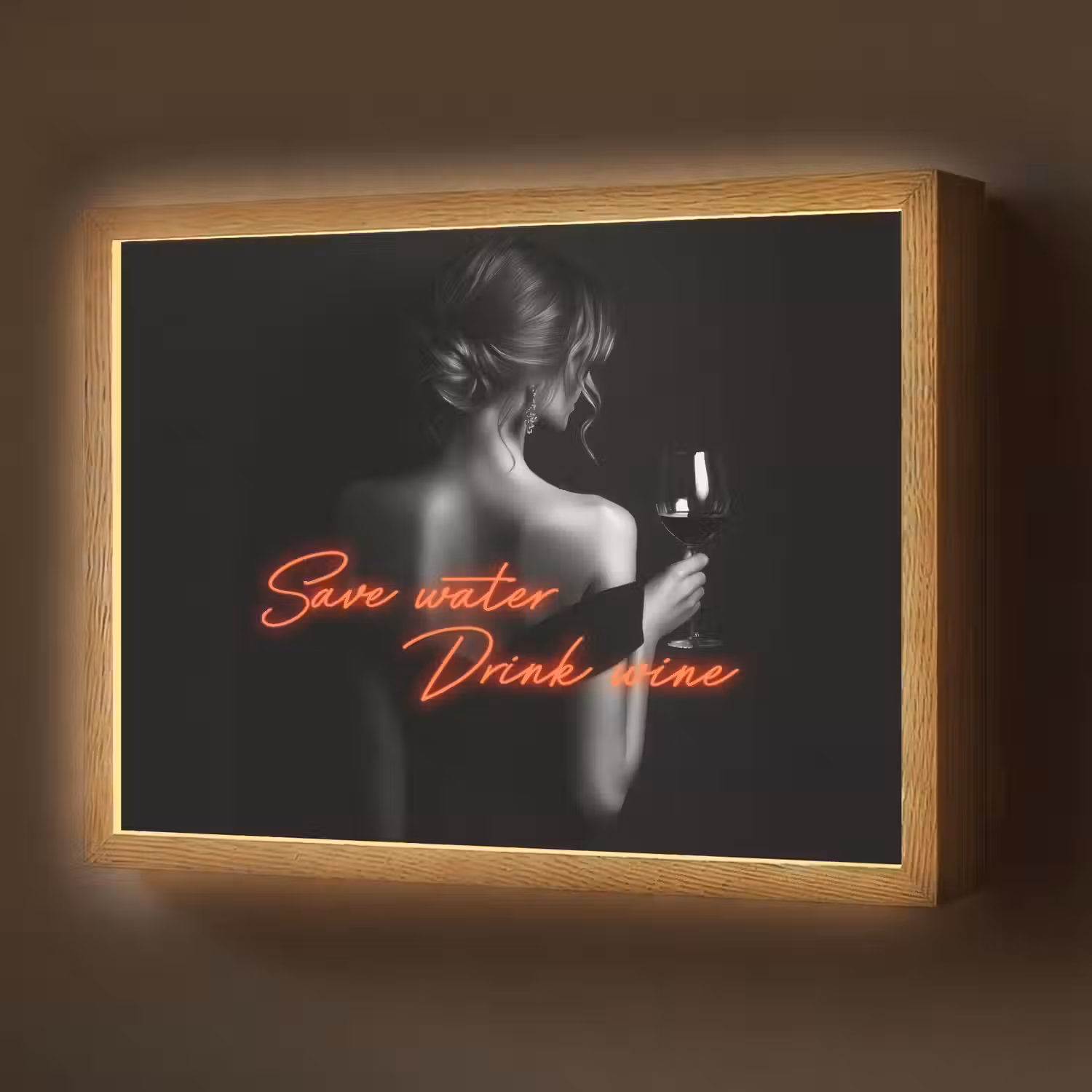 Wijn - Vrouw - Neon - Quote Light Box met batterij (Wandlamp) middel -z3d_website