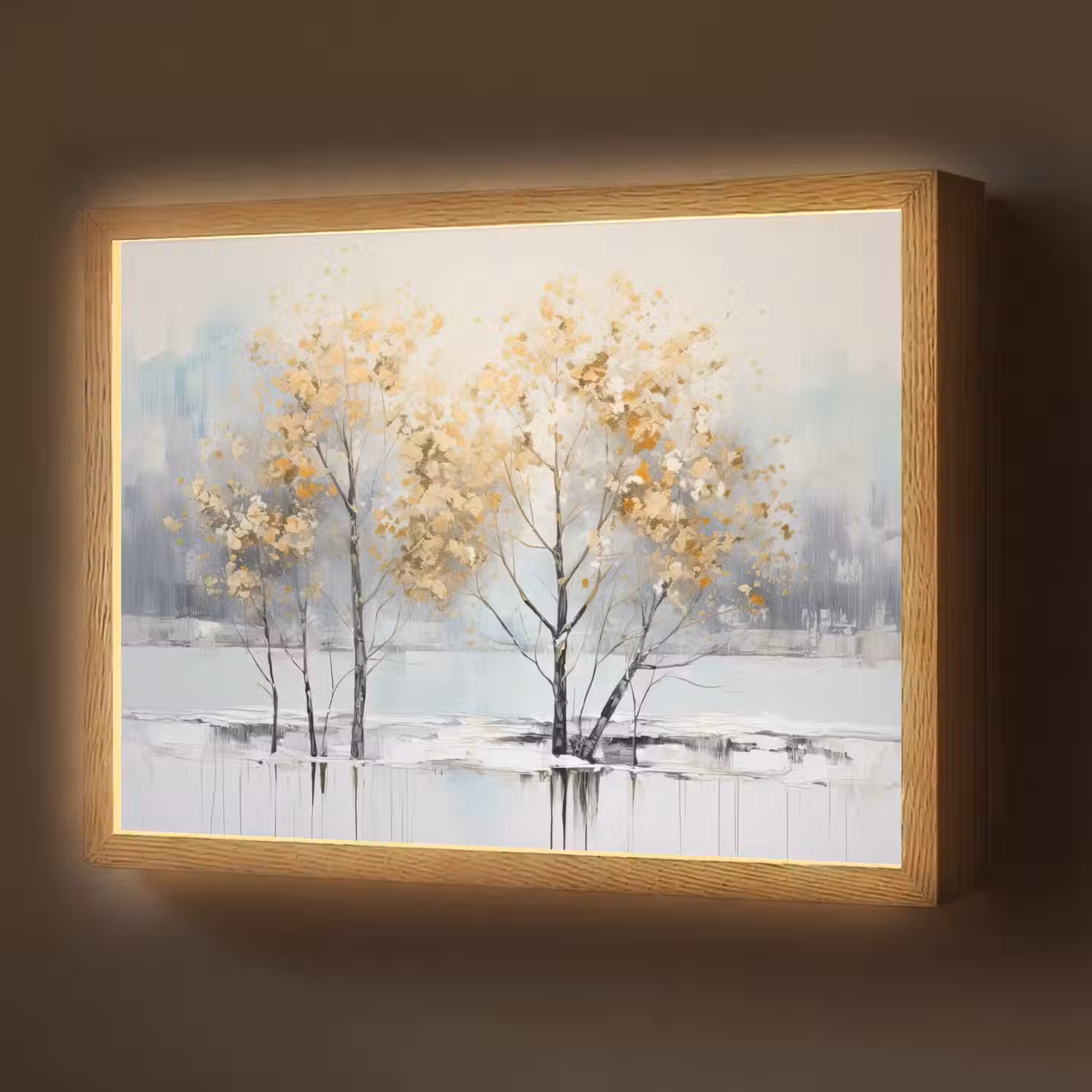 Winter - Bomen - Natuur - Acryl - Kunst Light Box met batterij (Wandlamp) middel -z3d_website