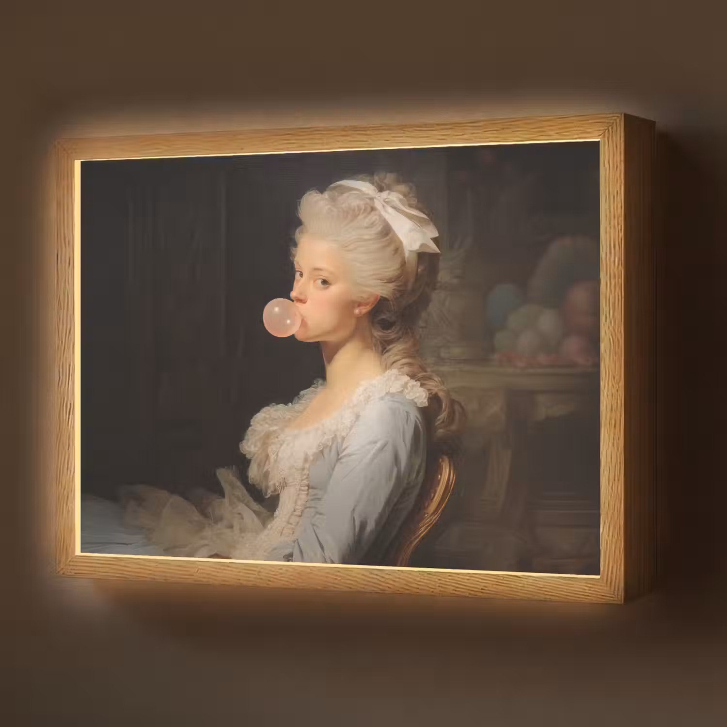 Vrouw - Barokjurk - Kauwgom Light Box met batterij (Wandlamp) middel -z3d_website
