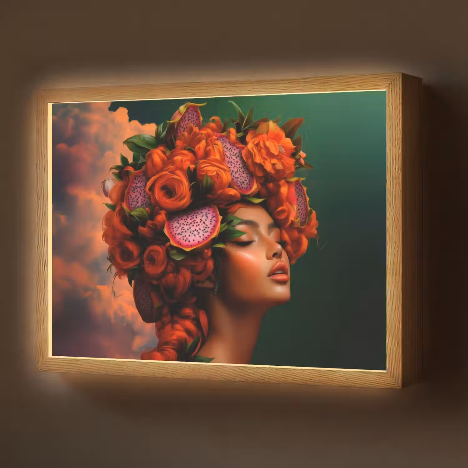 Vrouw - Drankenfruit - Rozen Light Box met batterij (Wandlamp) middel -z3d_website