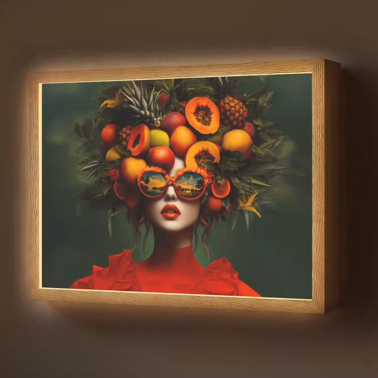 Vrouw - Vruchten - Papaja - Ananas Light Box met batterij (Wandlamp) middel -z3d_website
