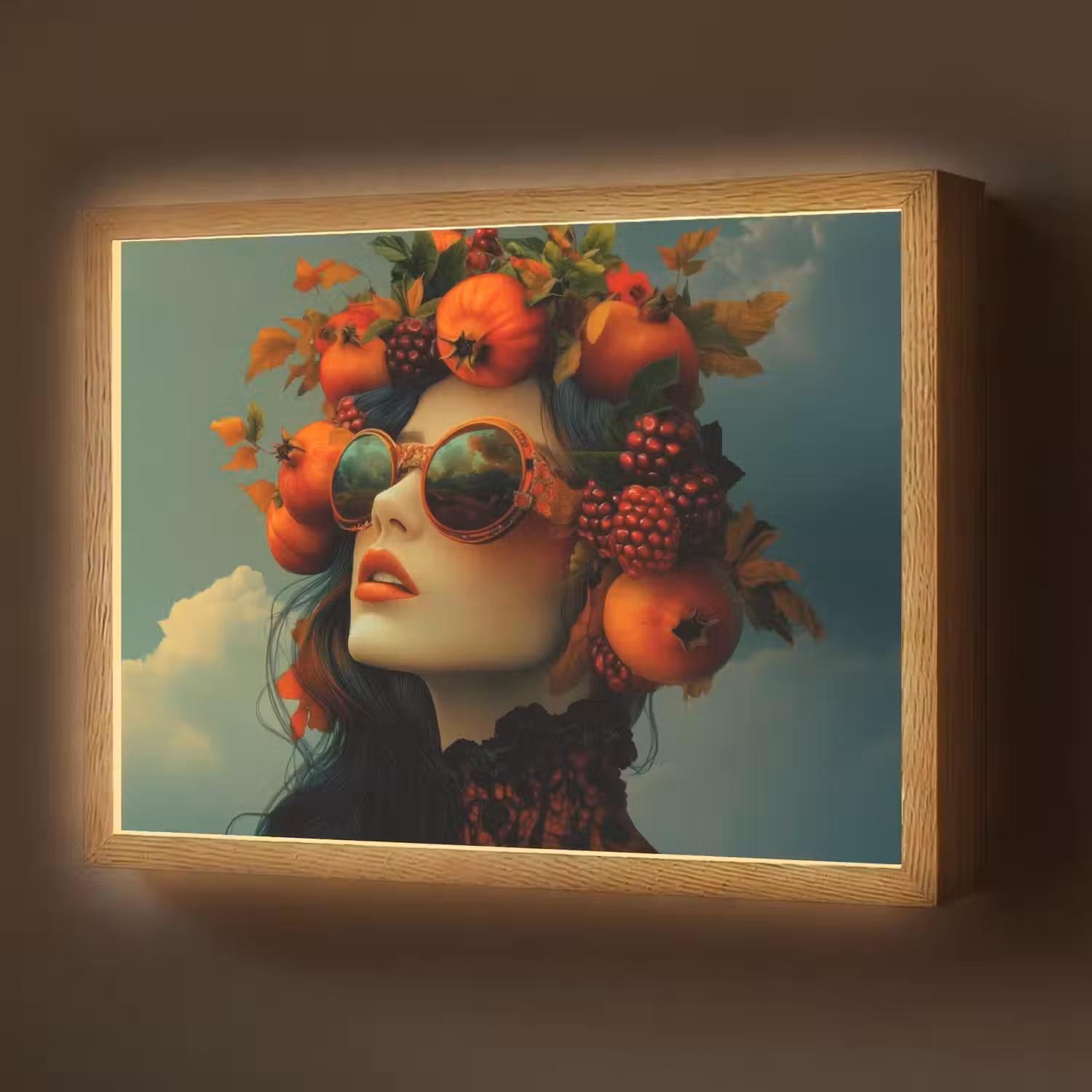 Vrouw - Granaatappel - Herfst - Zonnebril Light Box met batterij (Wandlamp) middel -z3d_website