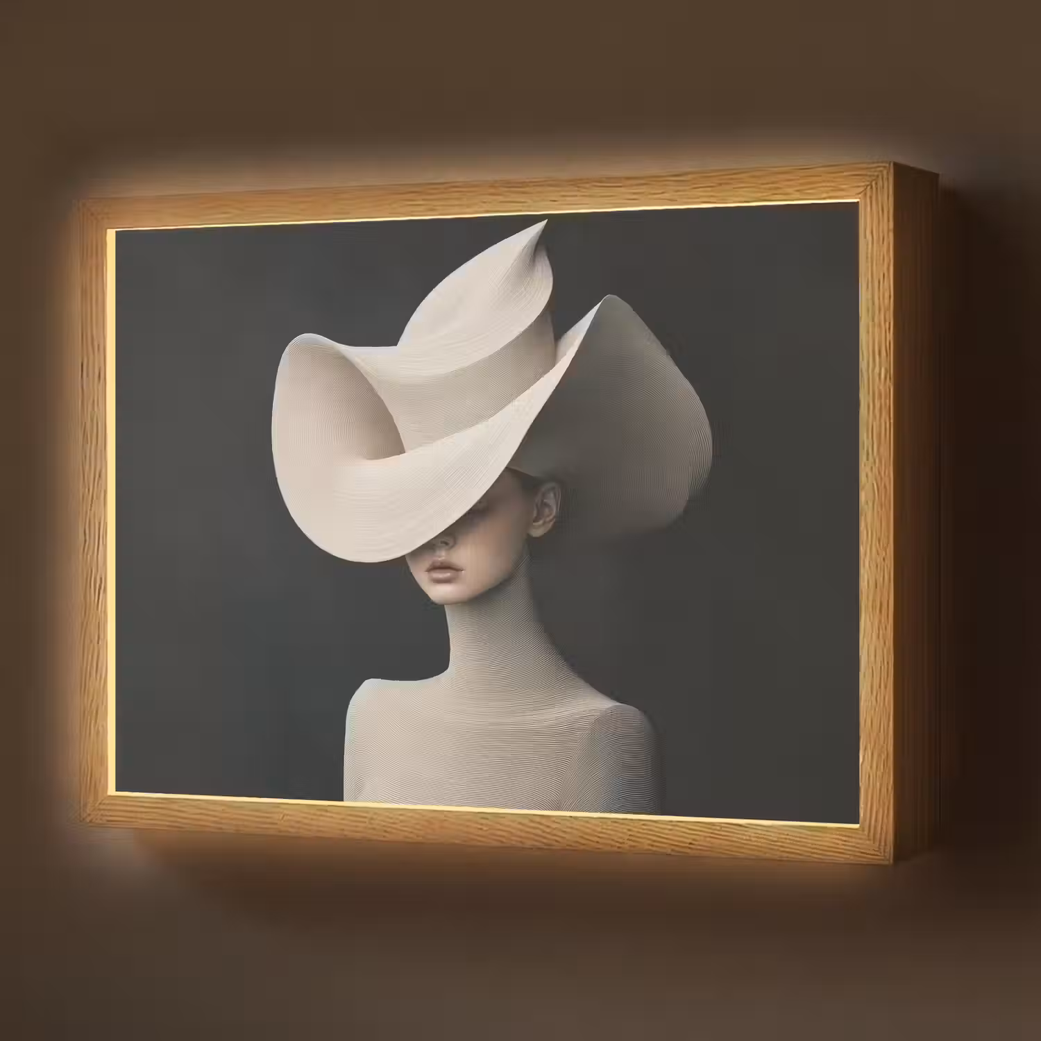 Vrouw - Golvende - Hoed Light Box met batterij (Wandlamp) middel -z3d_website