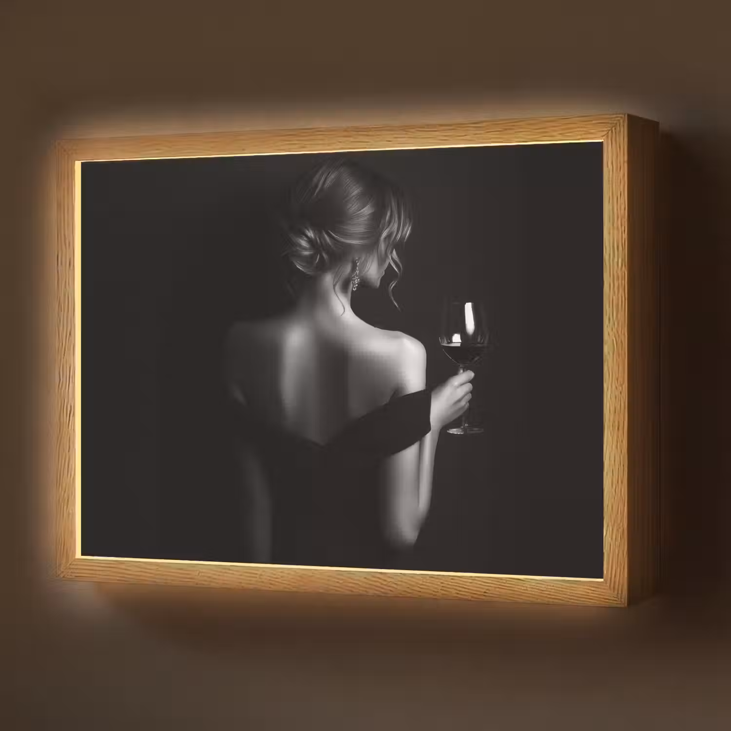 Vrouw - Wijn - Jurk Light Box met batterij (Wandlamp) middel -z3d_website