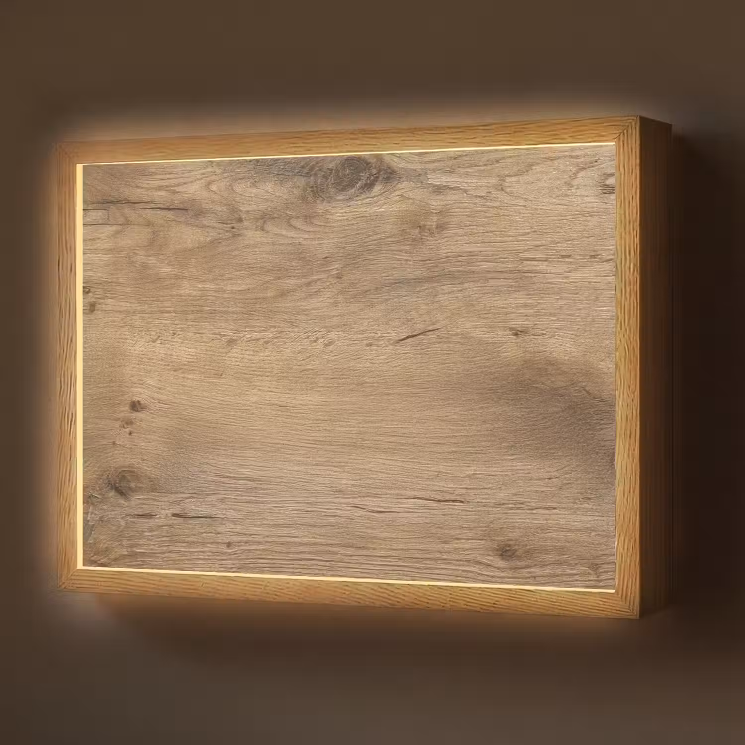 Hout - Bruin - Houtlook Light Box met batterij (Wandlamp) middel -z3d_website