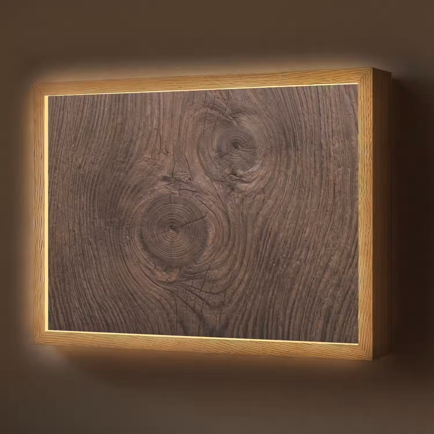 Houtnerf - Textuur - Patroon - Bruin - Rustiek Light Box met batterij (Wandlamp) middel -z3d_website