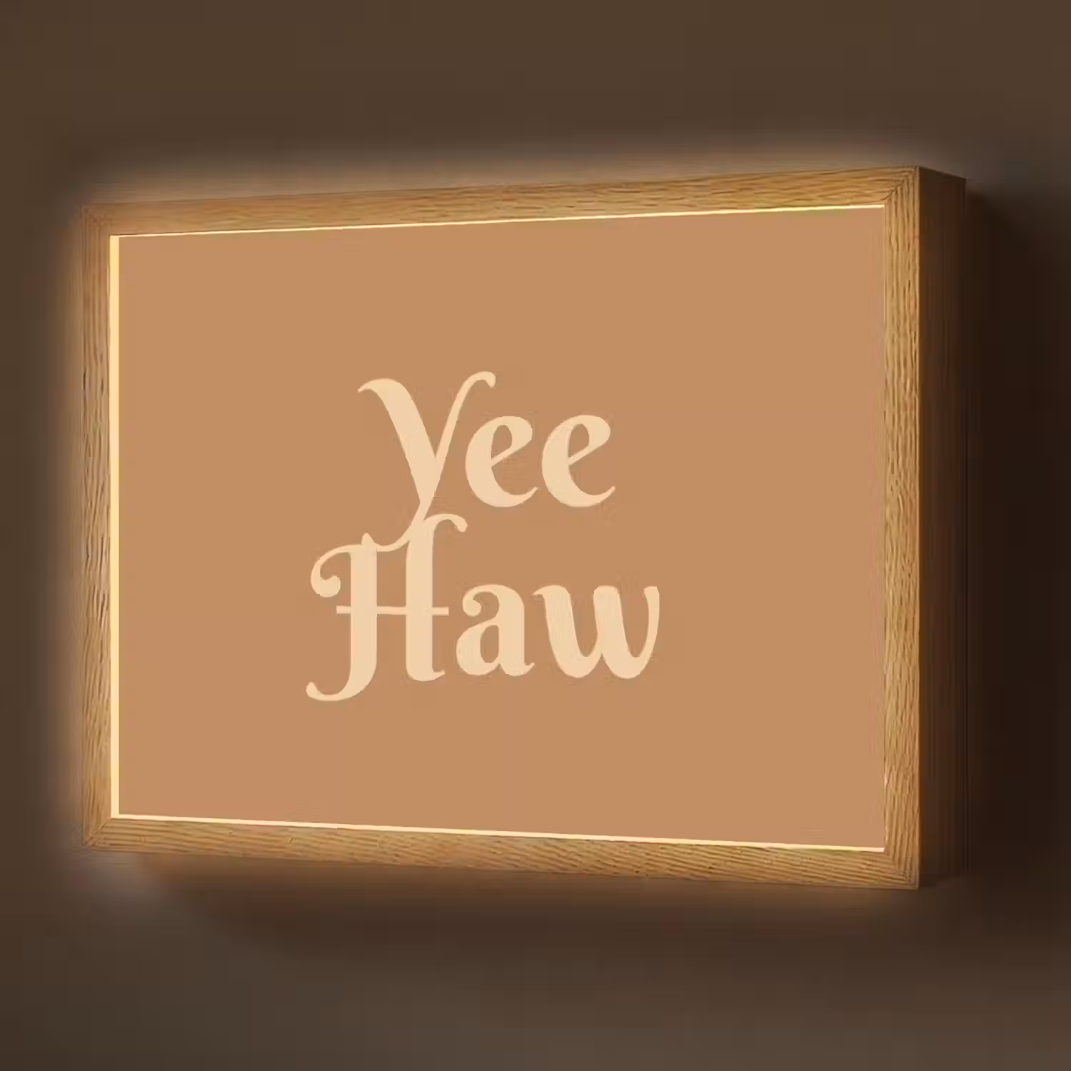Yee haw - Bruin - Minimalistisch Light Box met batterij (Wandlamp) middel -z3d_website