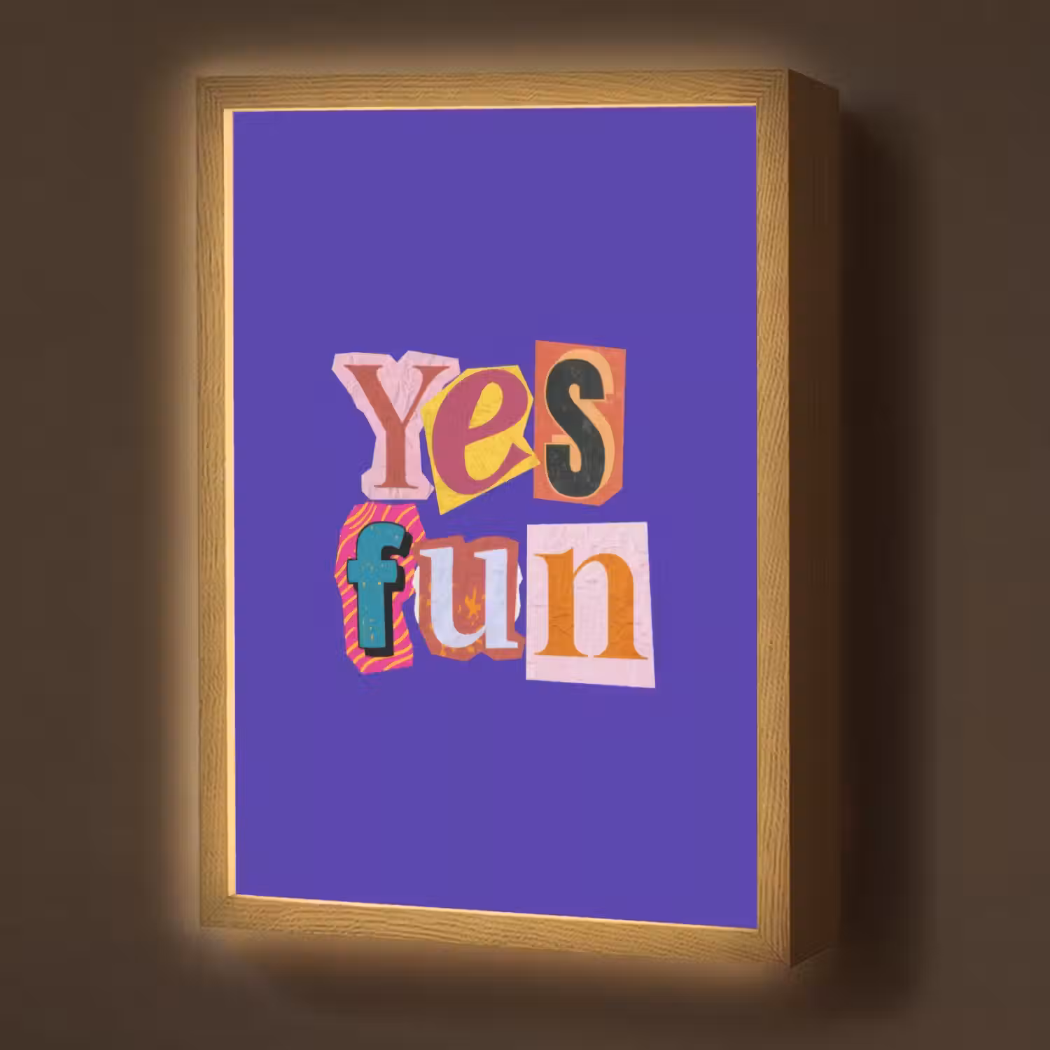 Yes fun - Kleurrijk - Collage-stijl Light Box met batterij (Wandlamp) middel -z3d_website