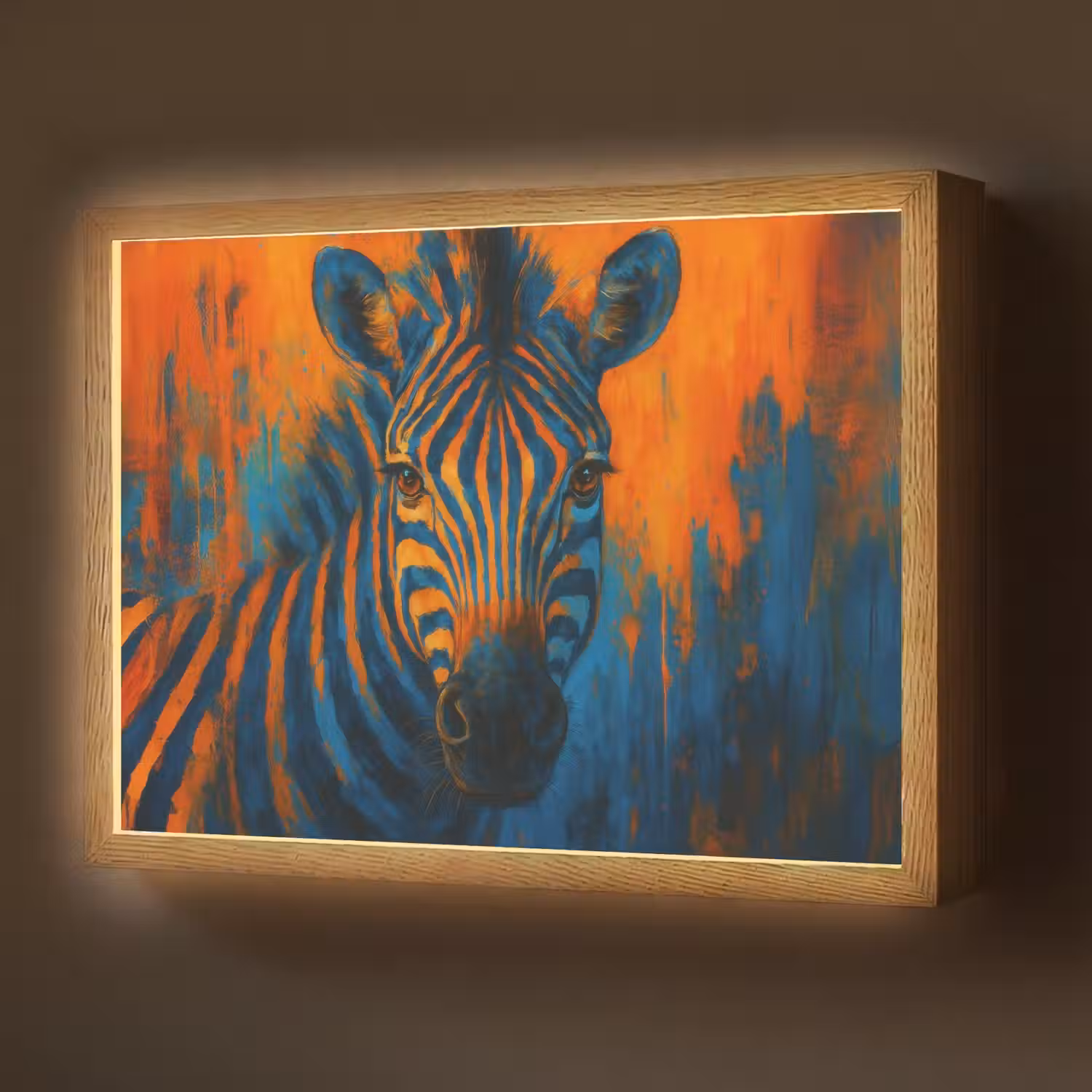 Zebra - Abstract - Blauw Light Box met batterij (Wandlamp) middel -z3d_website