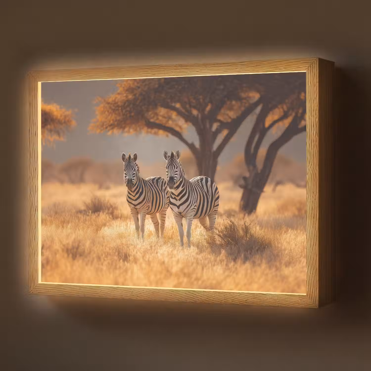 Zebra's - Savannelandschap - Gras Light Box met batterij (Wandlamp) middel -z3d_website