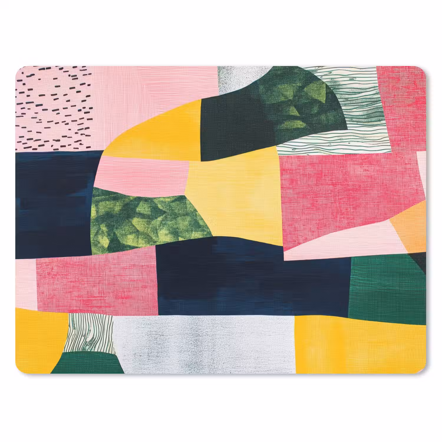 Abstract - Roze - Lappen - Vormen - Geel muismat rubber klein -3d