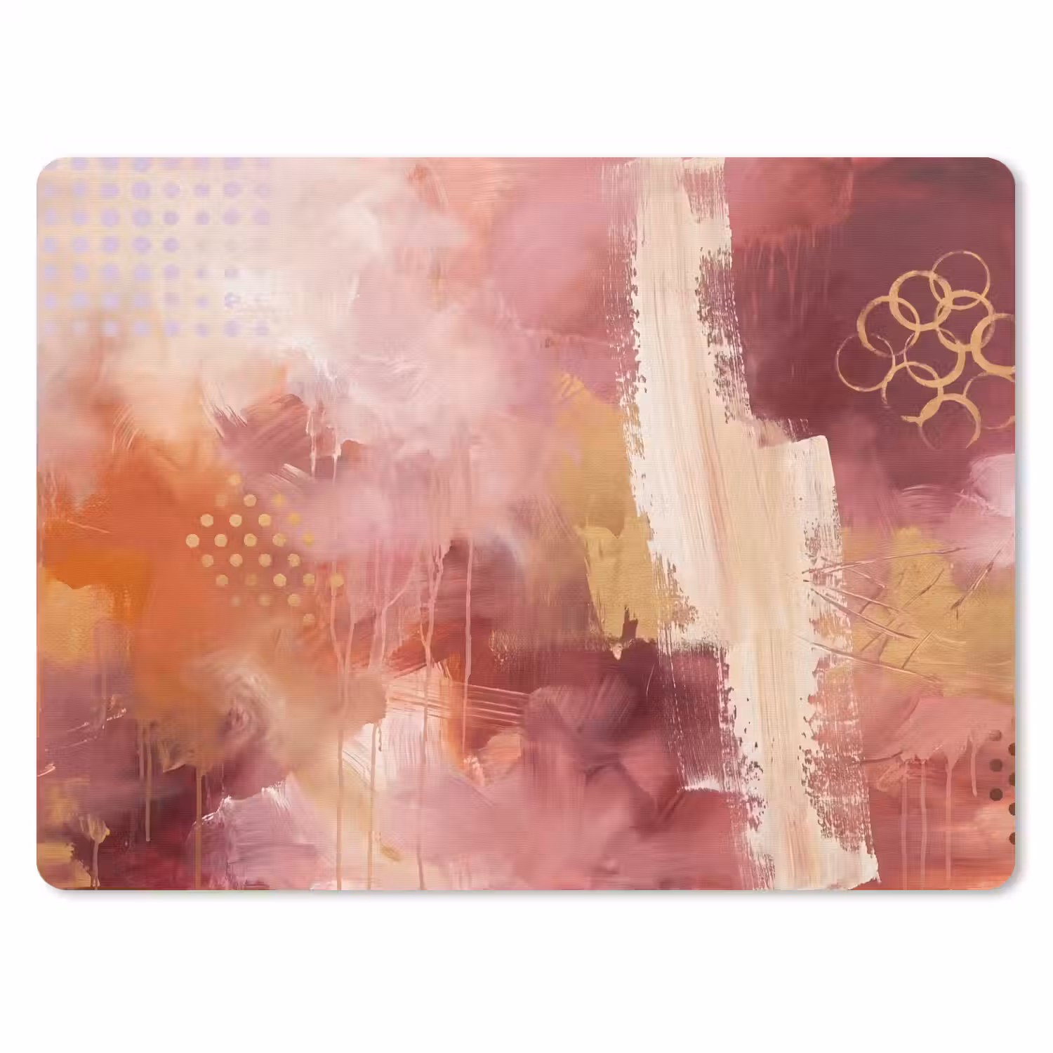 Abstract - Rood - Goud - Modern - Kunst muismat rubber klein -3d