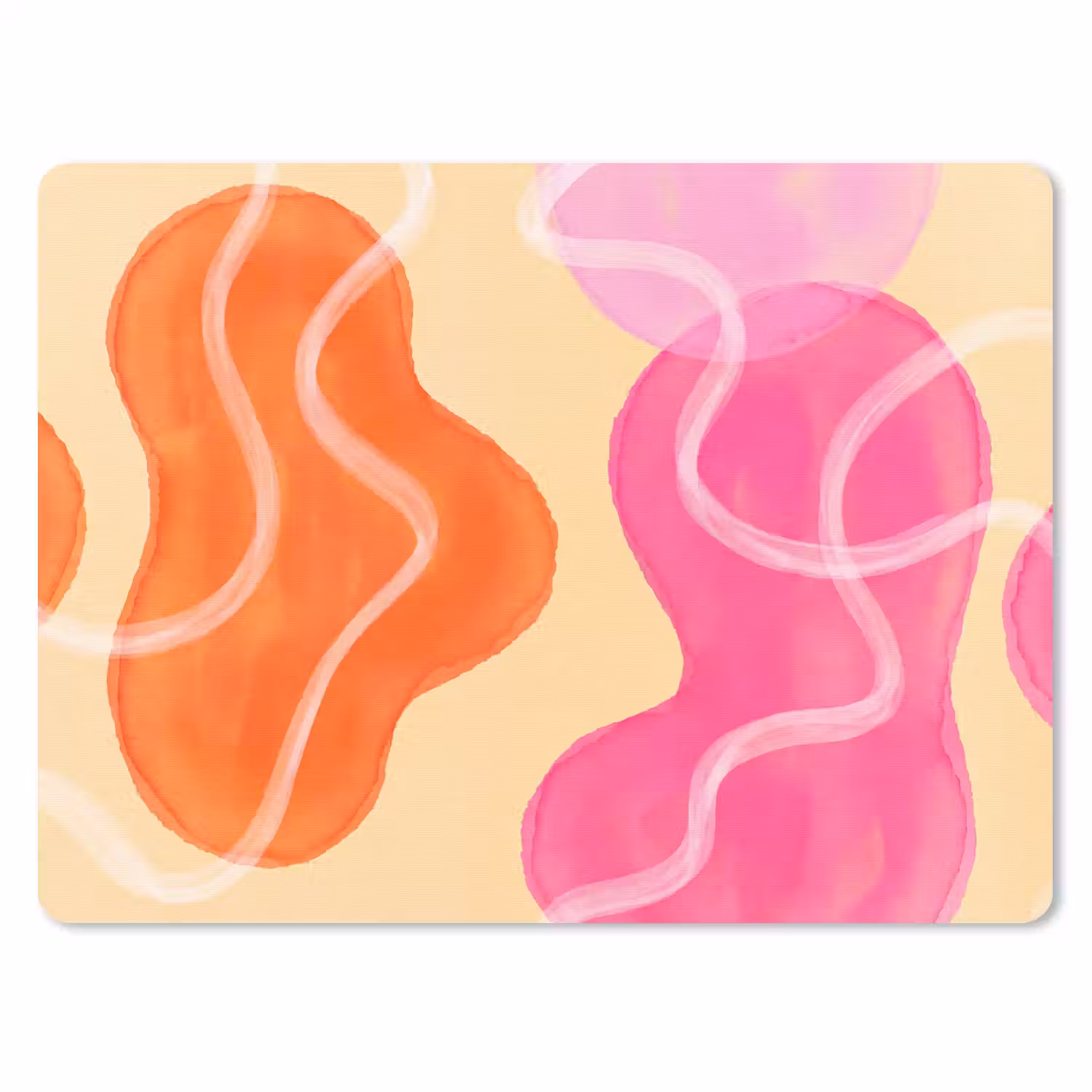 Abstract - Aquarel - Organisch - Oranje - Roze muismat rubber klein -3d