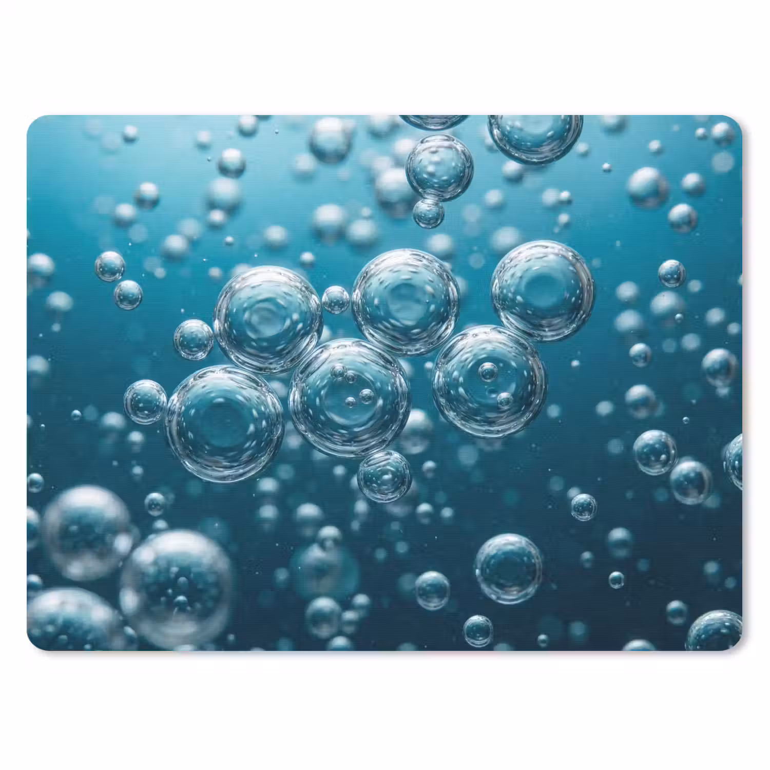 Luchtbellen - Dynamisch - Blauw muismat rubber klein -3d