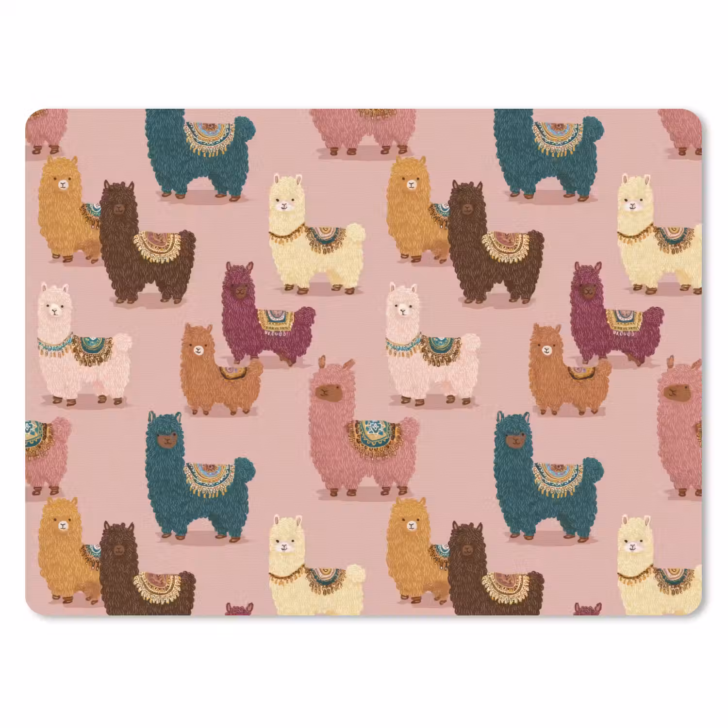 Alpaca's - Patroon - Kleurrijk muismat rubber klein 262 -3d
