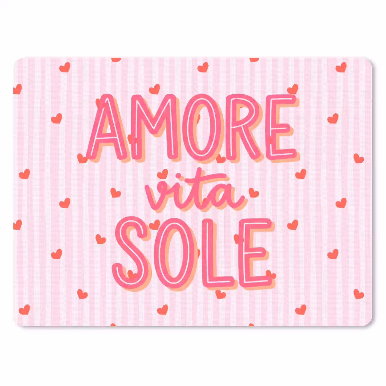 Amore vita sole - Roze - Hartjes muismat rubber klein -3d
