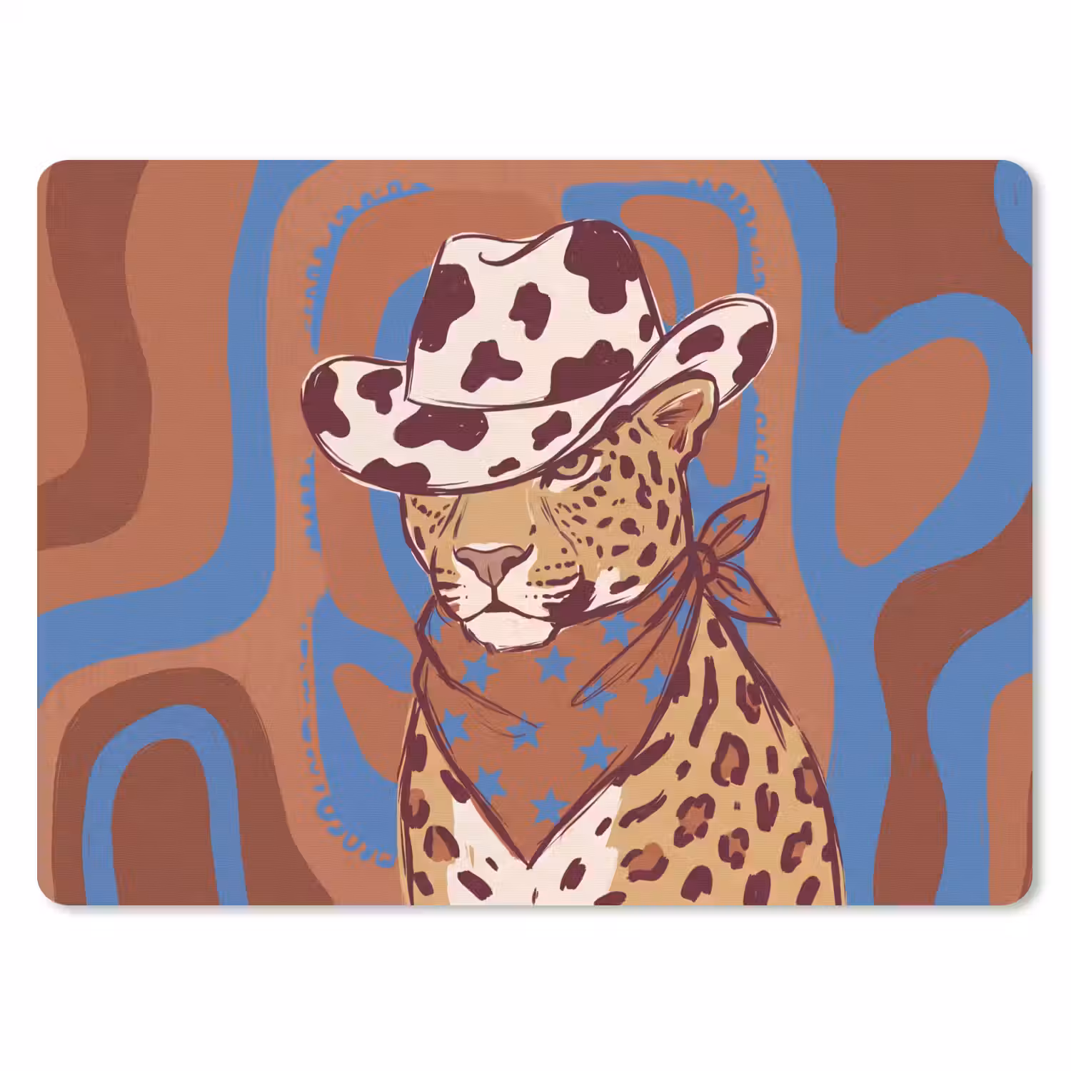 Dieren - Cowboyhoed - Modern - Illustratie - Bruin muismat rubber klein -3d