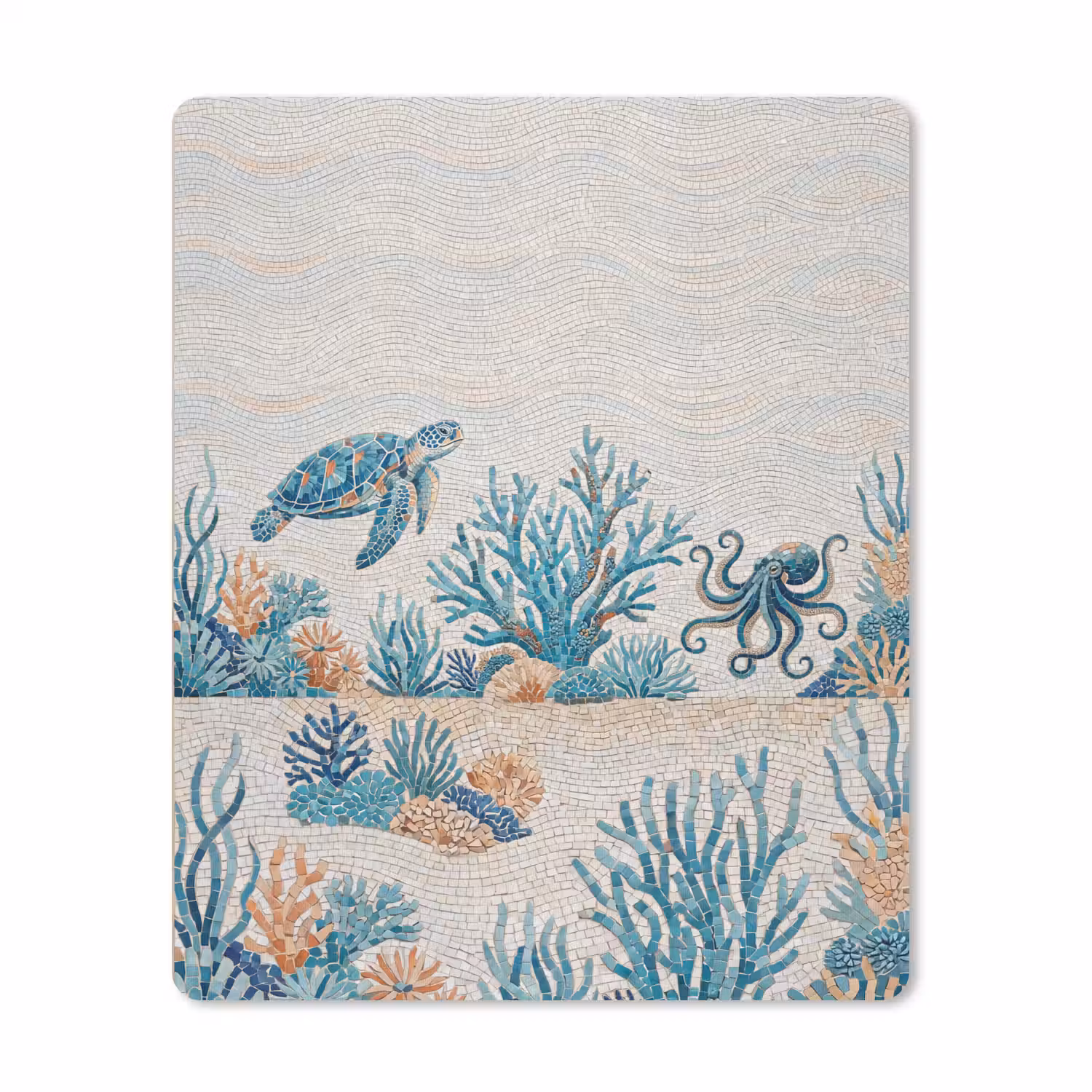 Dieren - Onderwater - Natuur - Mozaïek - Blauw muismat rubber klein -3d