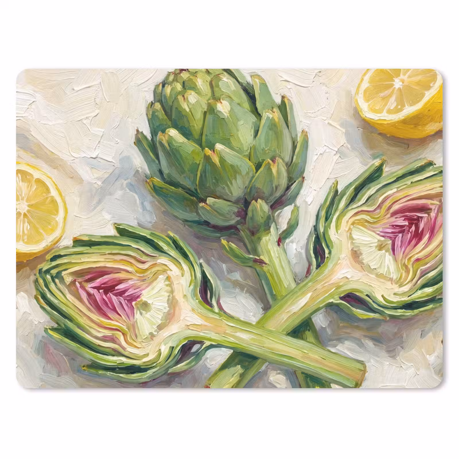 Mouse Pad - Artichoke - Lemon - Food - Artisjok - Citroen - Eten muismat rubber klein