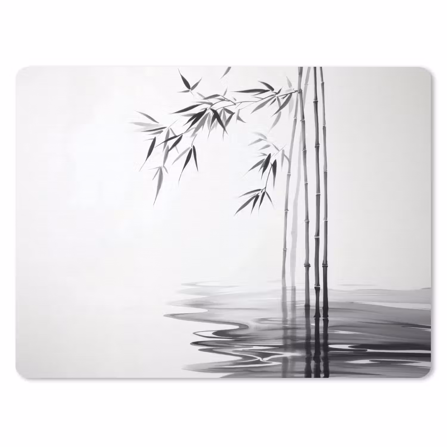 Bamboestammen - Water - Minimalistisch - Wit muismat rubber klein -3d