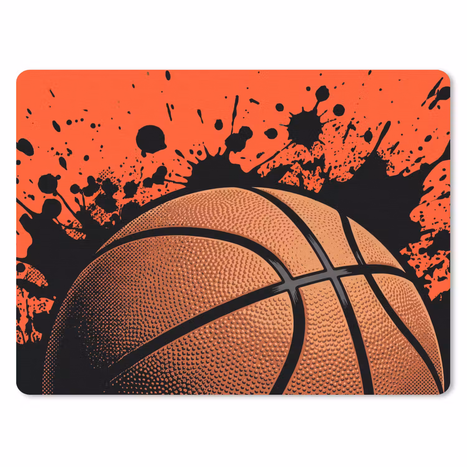 Basketbal - Verf - Sport - Oranje muismat rubber klein -3d