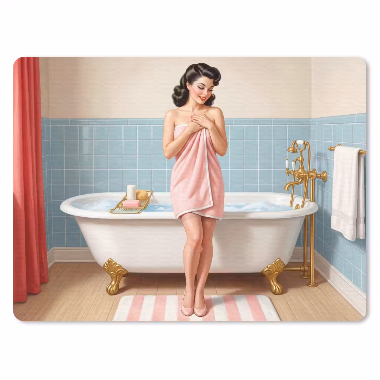 Badkamer - Vrouw - Roze muismat rubber klein -3d