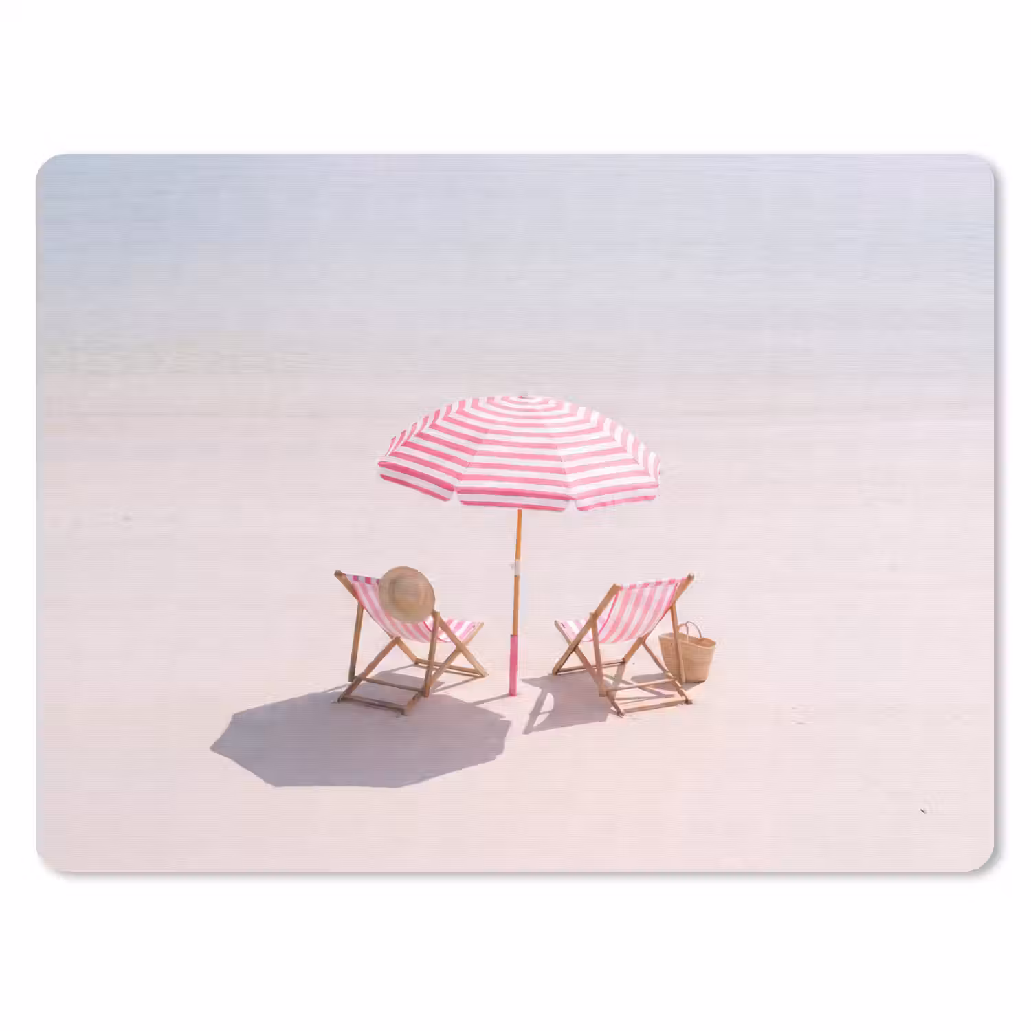 Strand - Parasol - Ligstoel - Zomer - Roze muismat rubber klein -3d