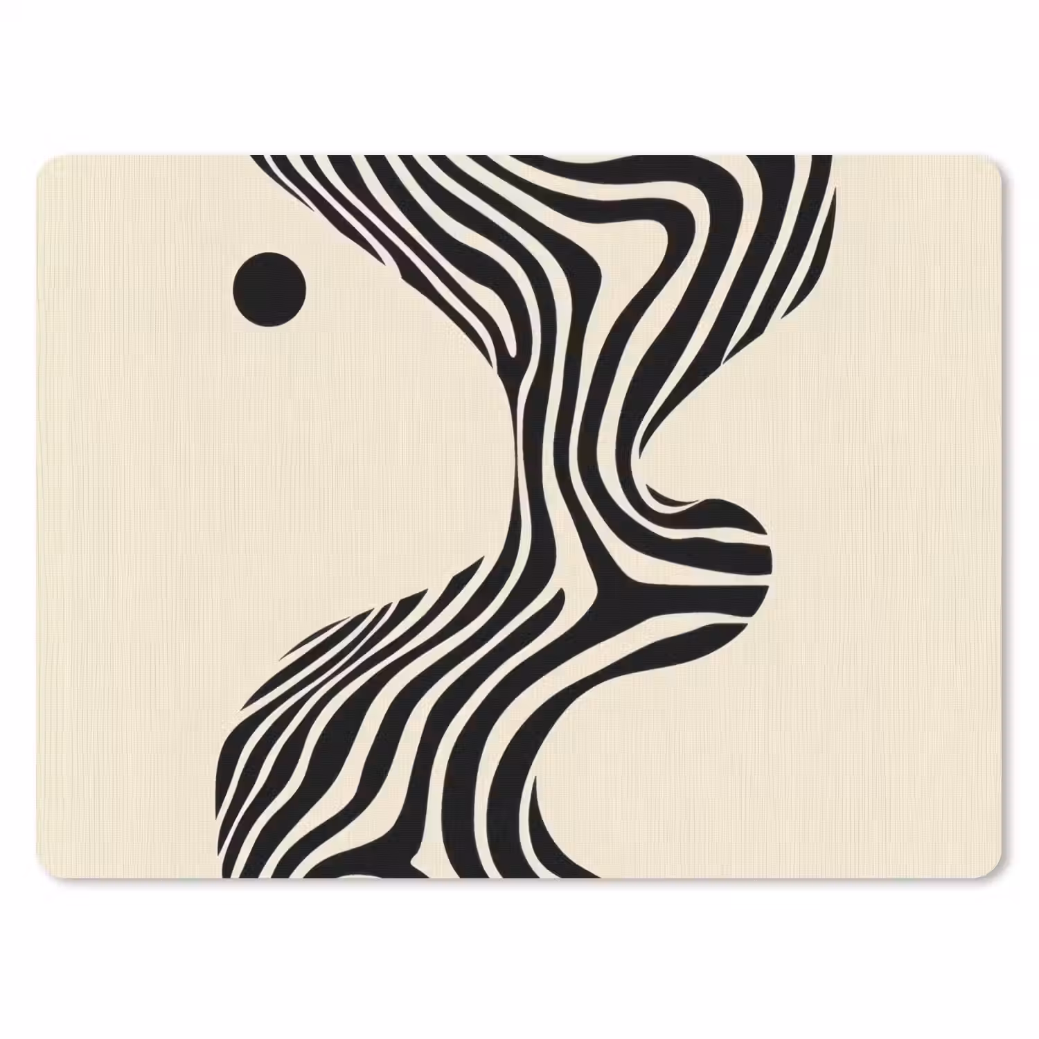 Beige - Lijnen - Golvend - Abstract muismat rubber klein -3d