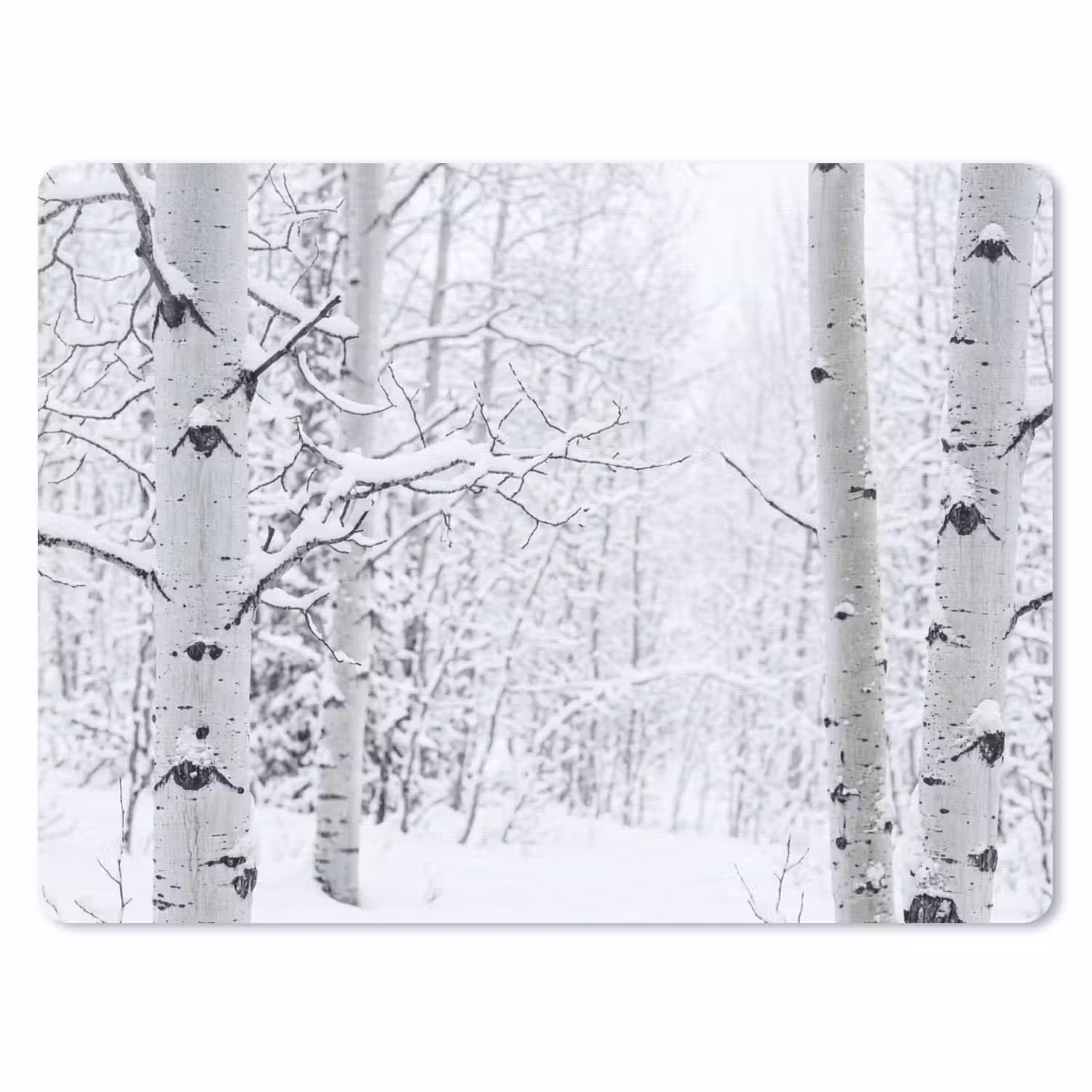 Berkenbomen - Sneeuw - Winter - Bos - Wit muismat rubber klein -3d