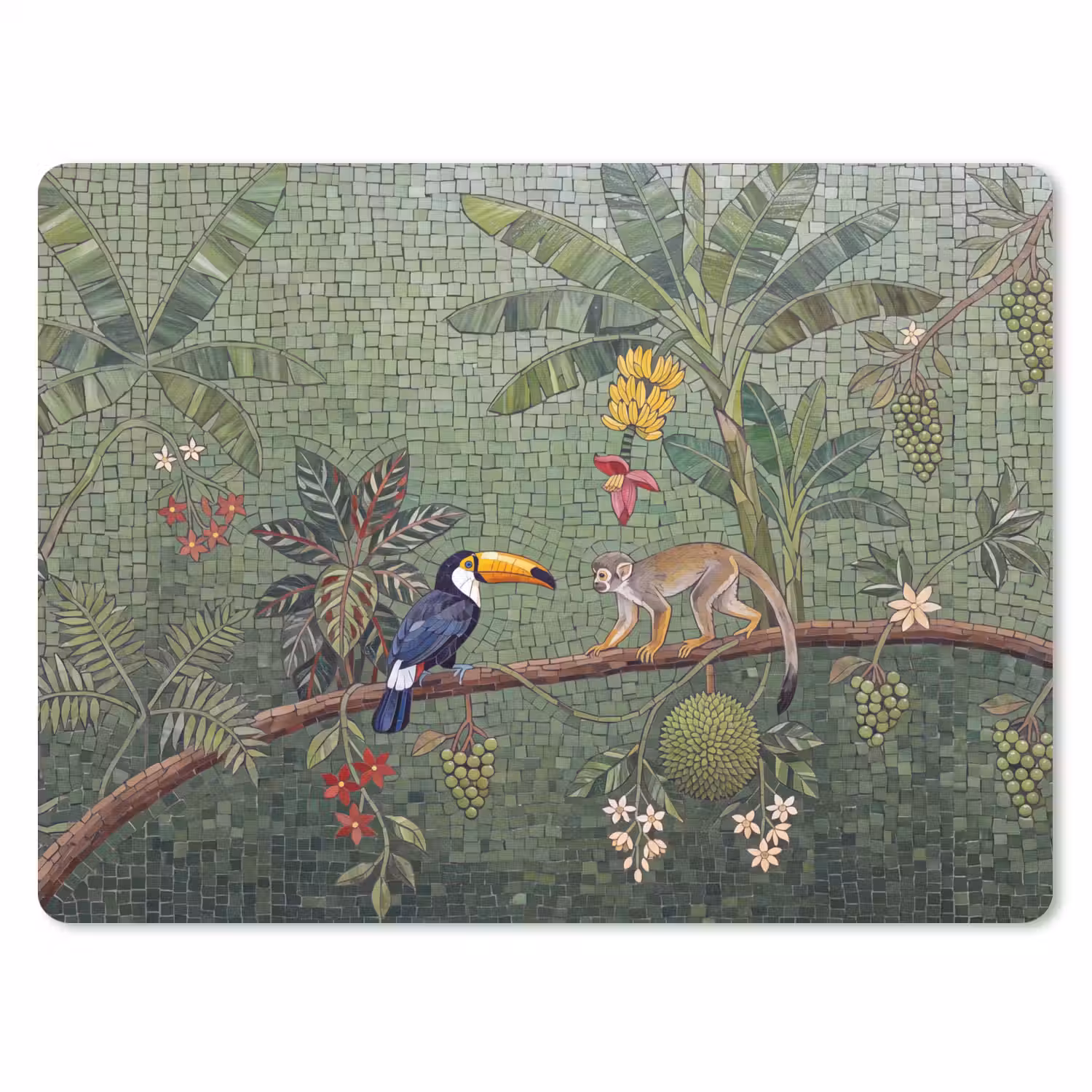 Vogel - Dier - Jungle - Mozaïek - Natuur muismat rubber klein -3d