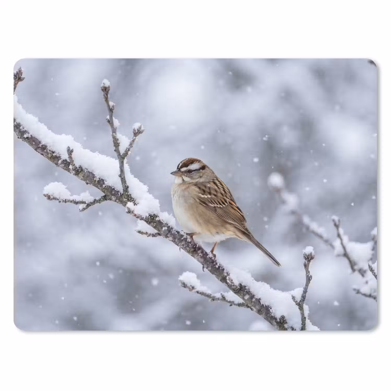 Vogel - Tak - Sneeuw - Winter muismat rubber klein -3d