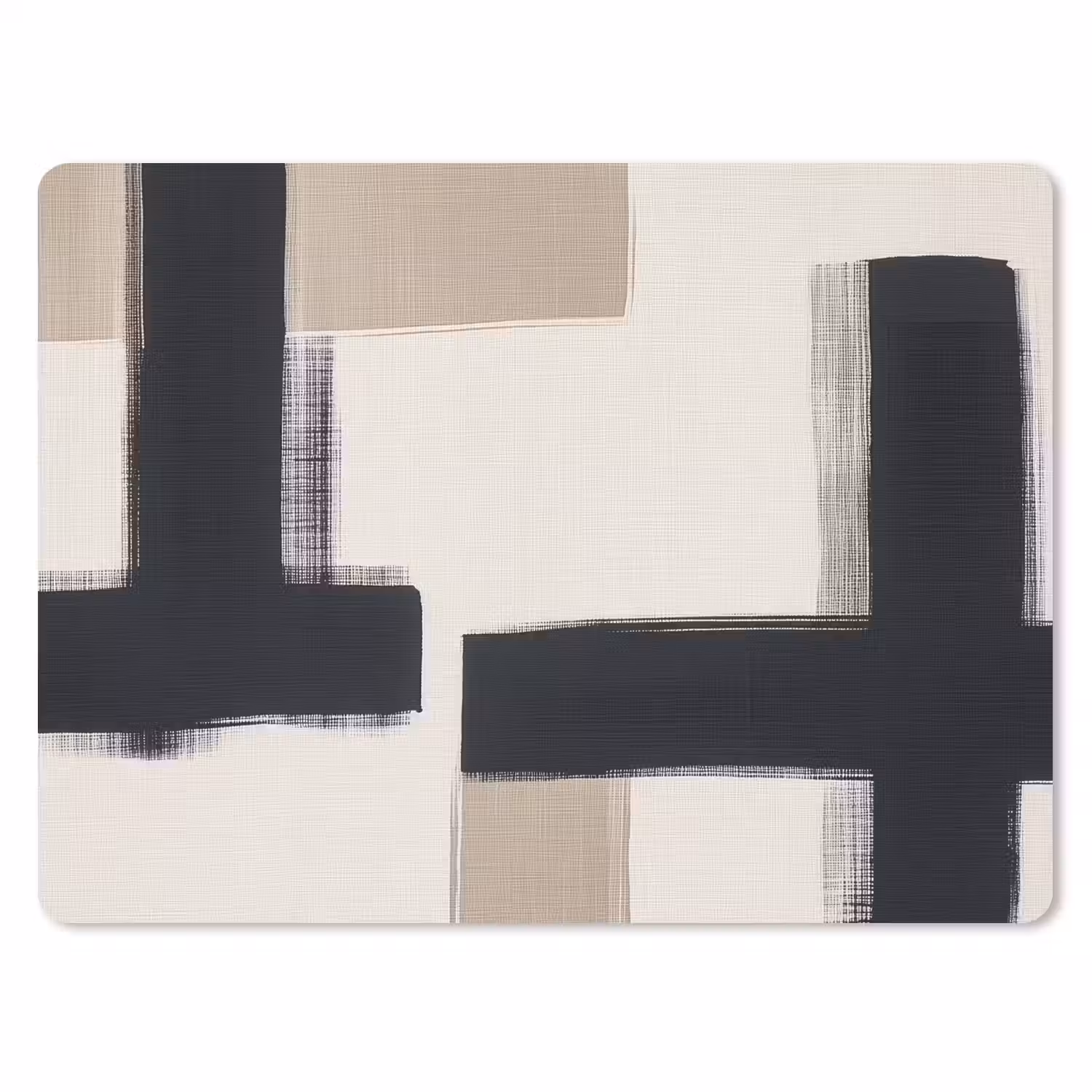 Zwart - Abstract - Japandi muismat rubber klein -3d
