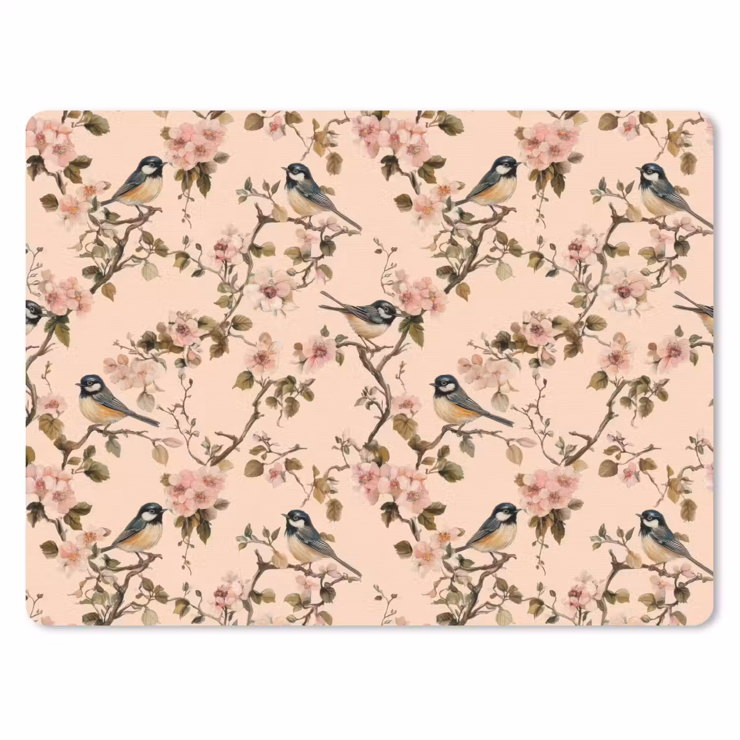 Bloesem - Koolmees - Roze muismat rubber klein 262 -3d