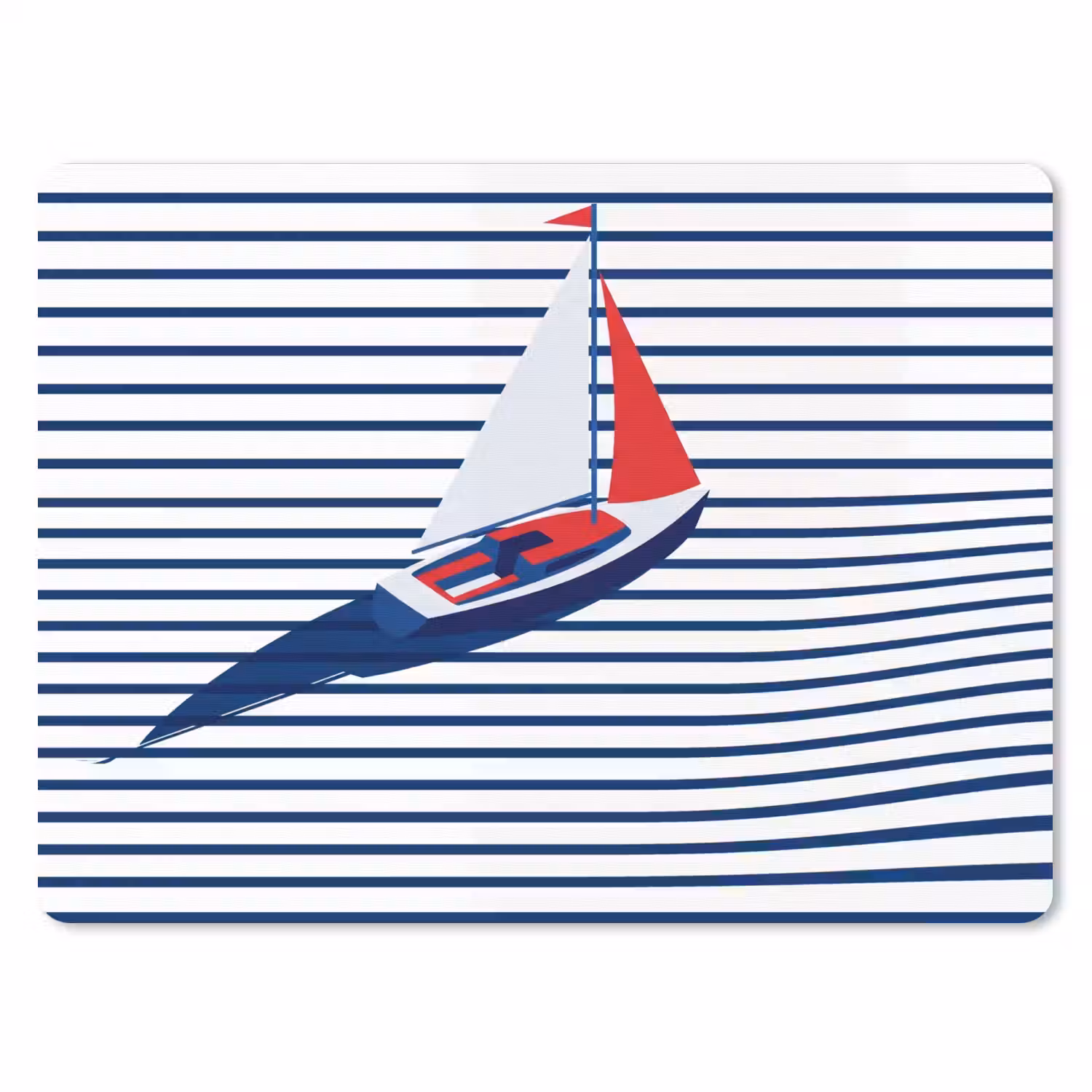 Boot - Water - Abstract - Blauw muismat rubber klein -3d