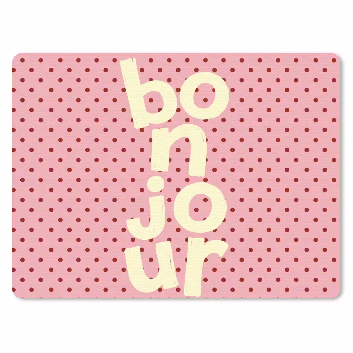 Bonjour - Stippen - Roze- Geel muismat rubber klein -3d