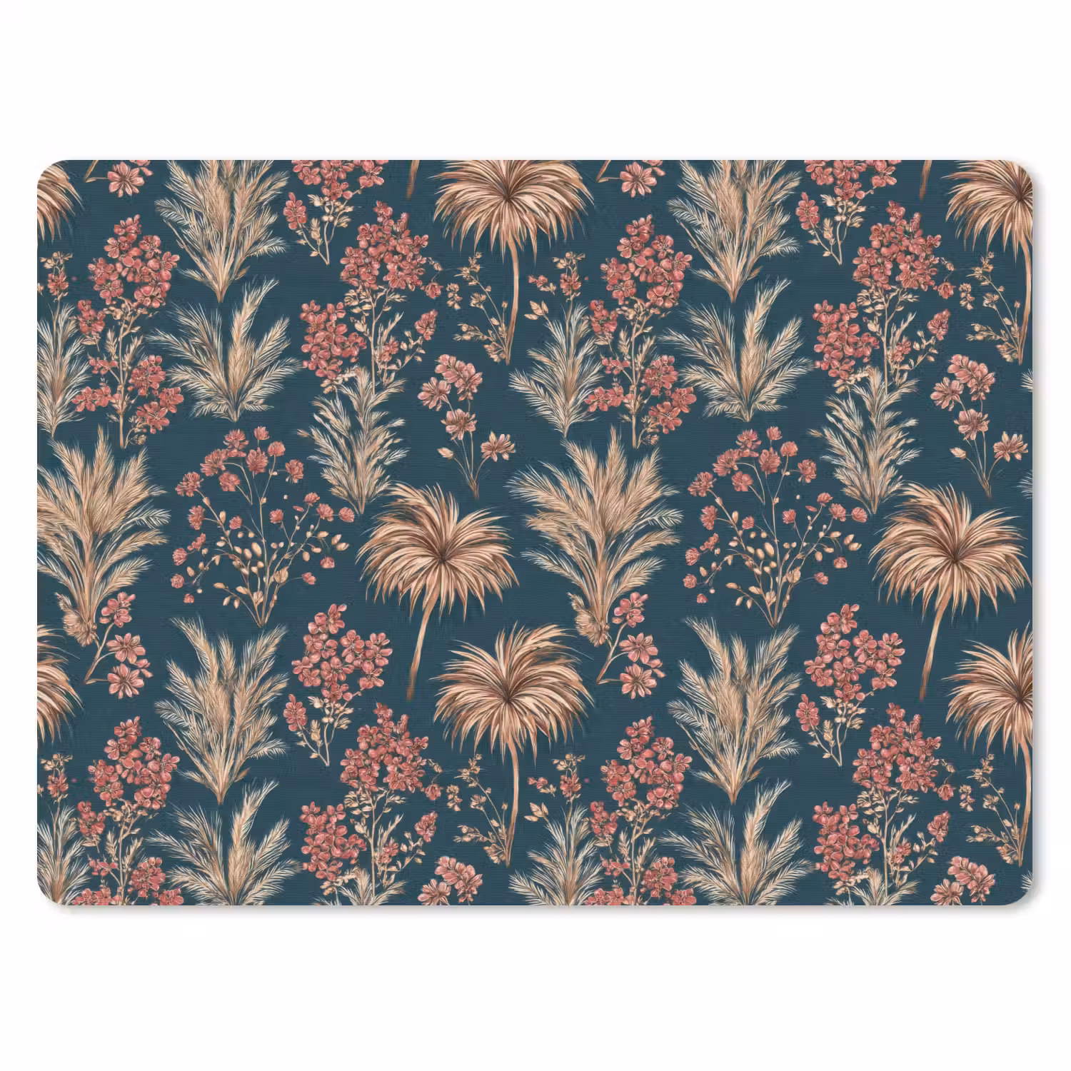 Botanisch - Patroon - Blauw muismat rubber klein 262 -3d