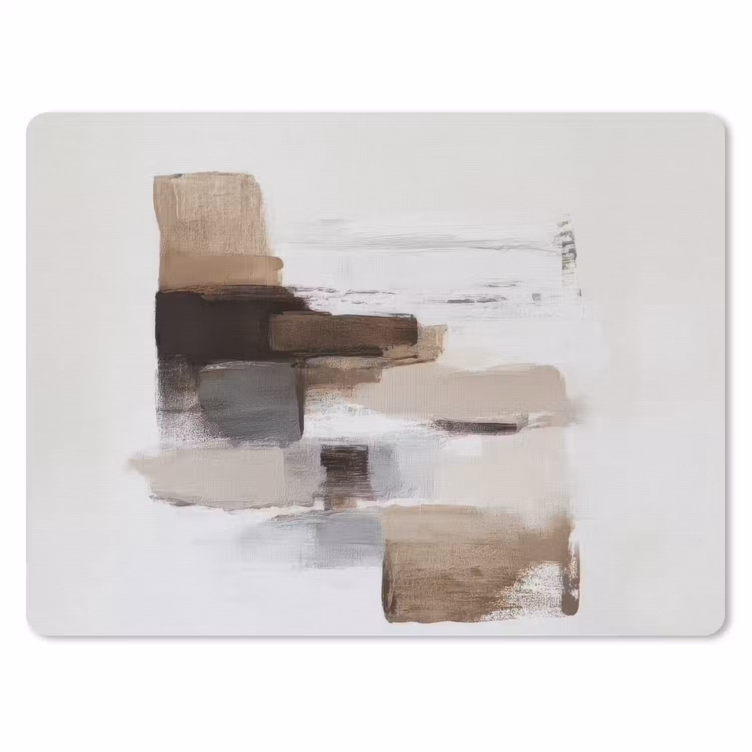 Penseelstreken - Balans - Beige - Bruin muismat rubber klein -3d