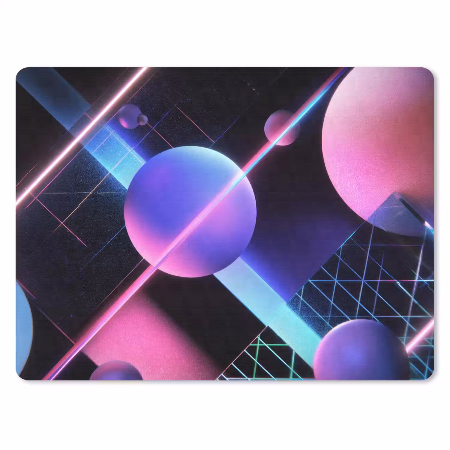 Bollen - Neon - Lijnen - Roze muismat rubber klein -3d