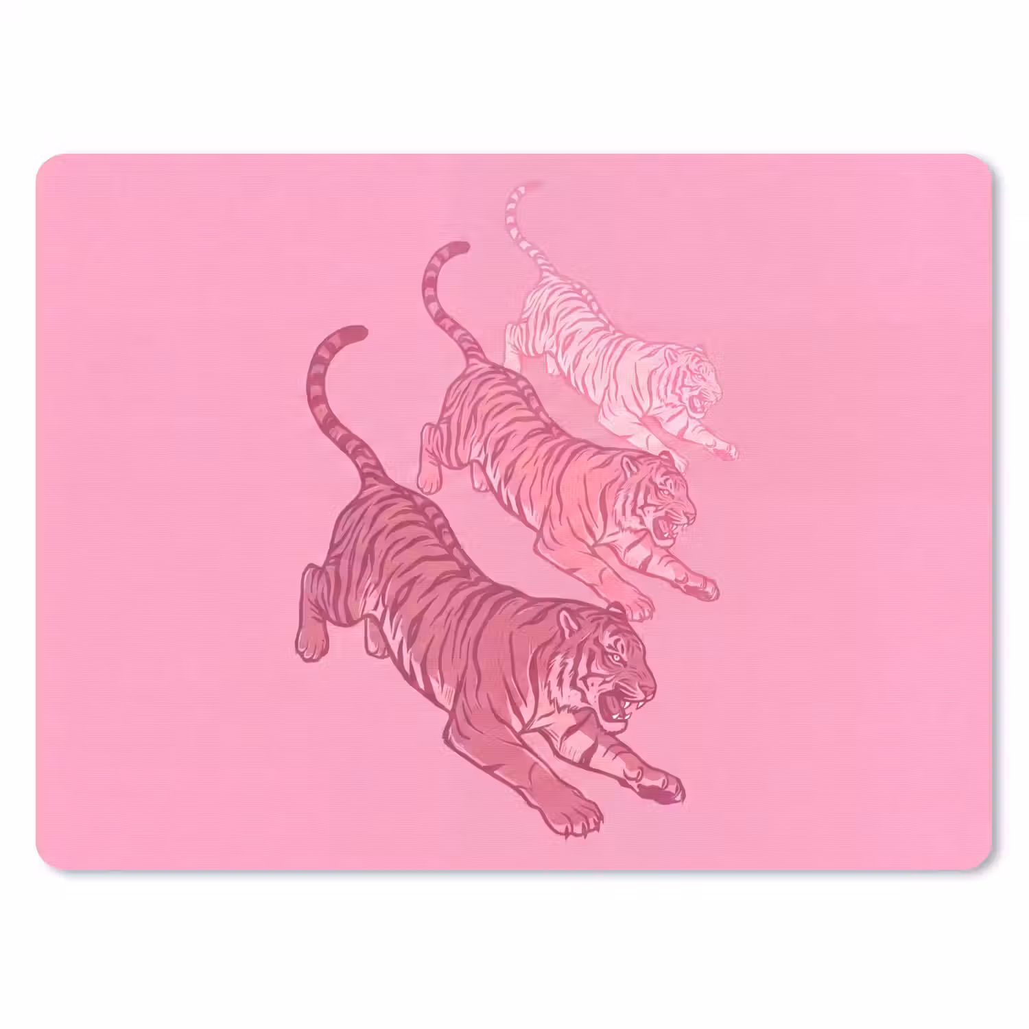 Kat - Springend - Dieren - Roze - Modern muismat rubber klein -3d
