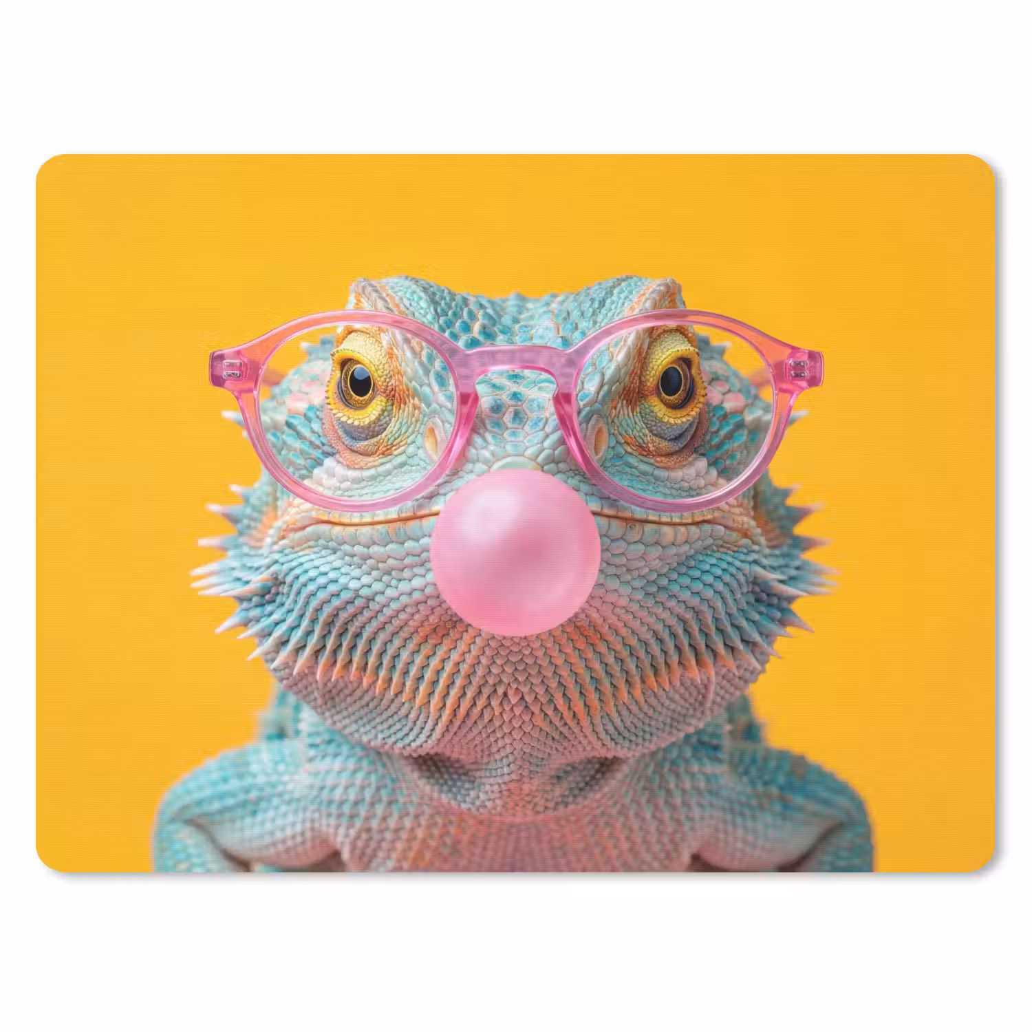 Kameleon - Kauwgom - Kleurrijk muismat rubber klein -3d