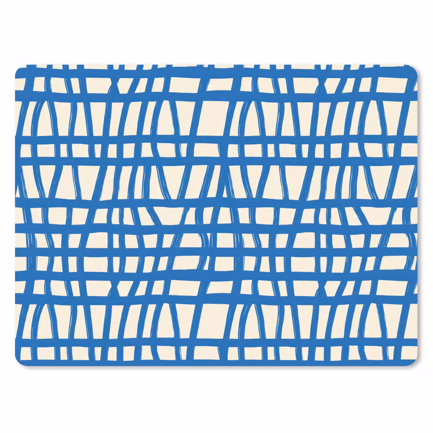 Ruitpatroon - Blauw - Crème muismat rubber klein 262 -3d