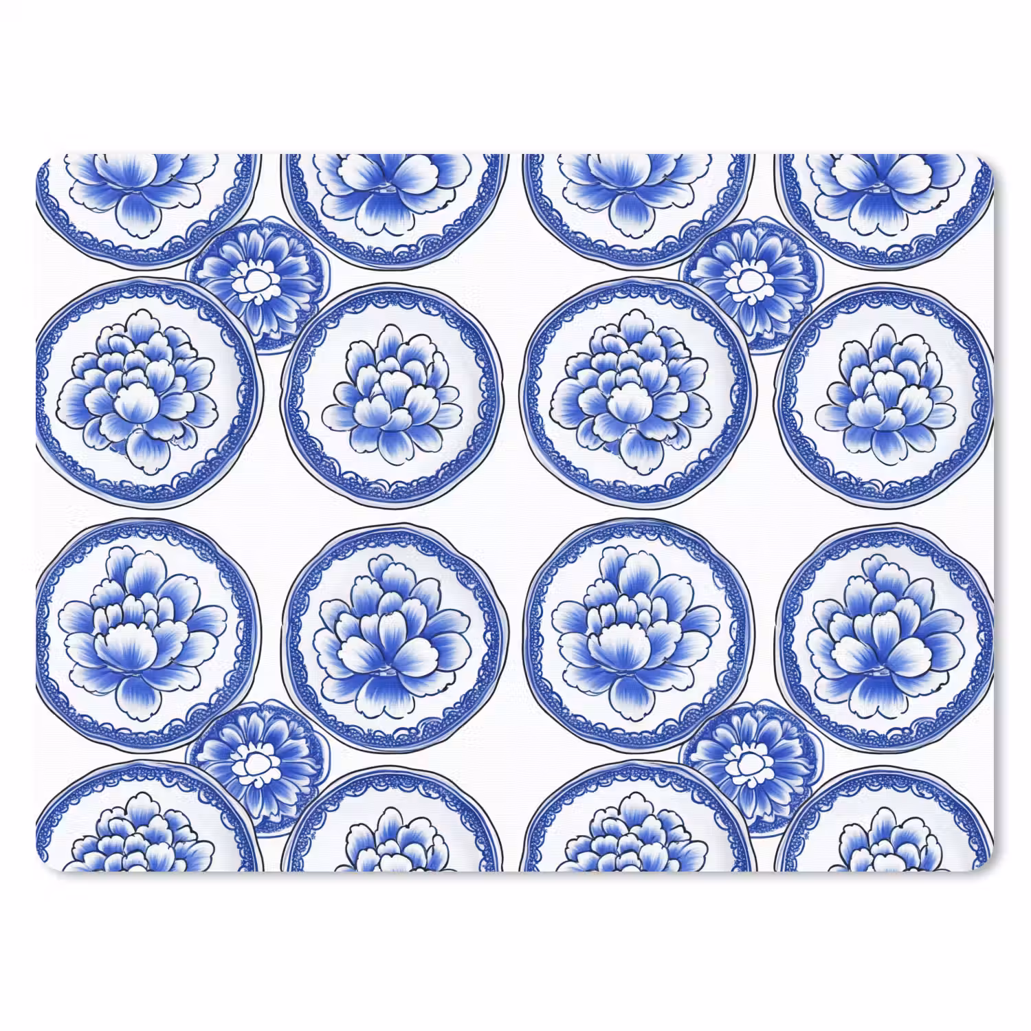 Cirkels - Bloemen - Blauw muismat rubber klein 262 -3d