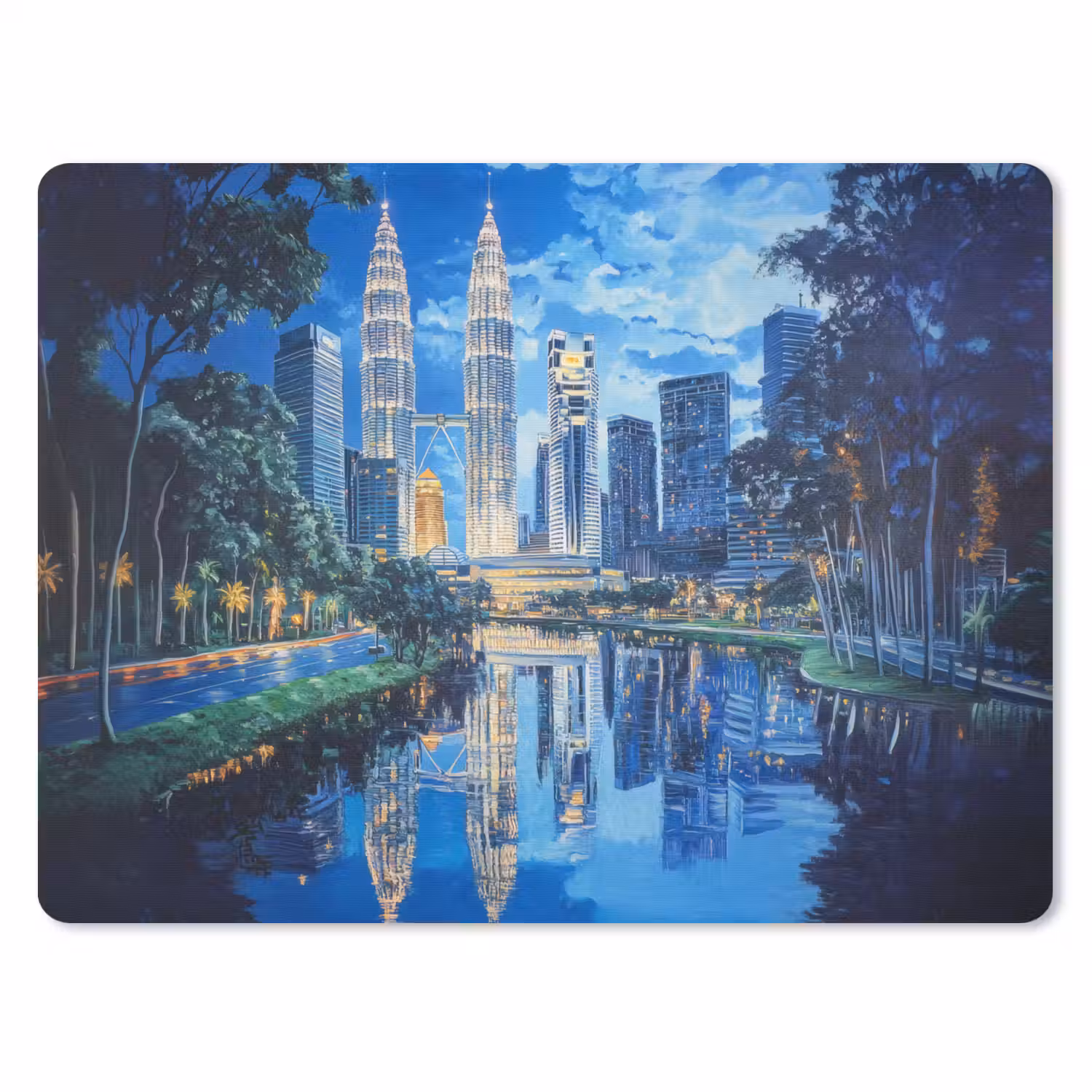 Stad Kuala Lumpur - Skyline - Wolkenkrabbers - Water muismat rubber klein -3d