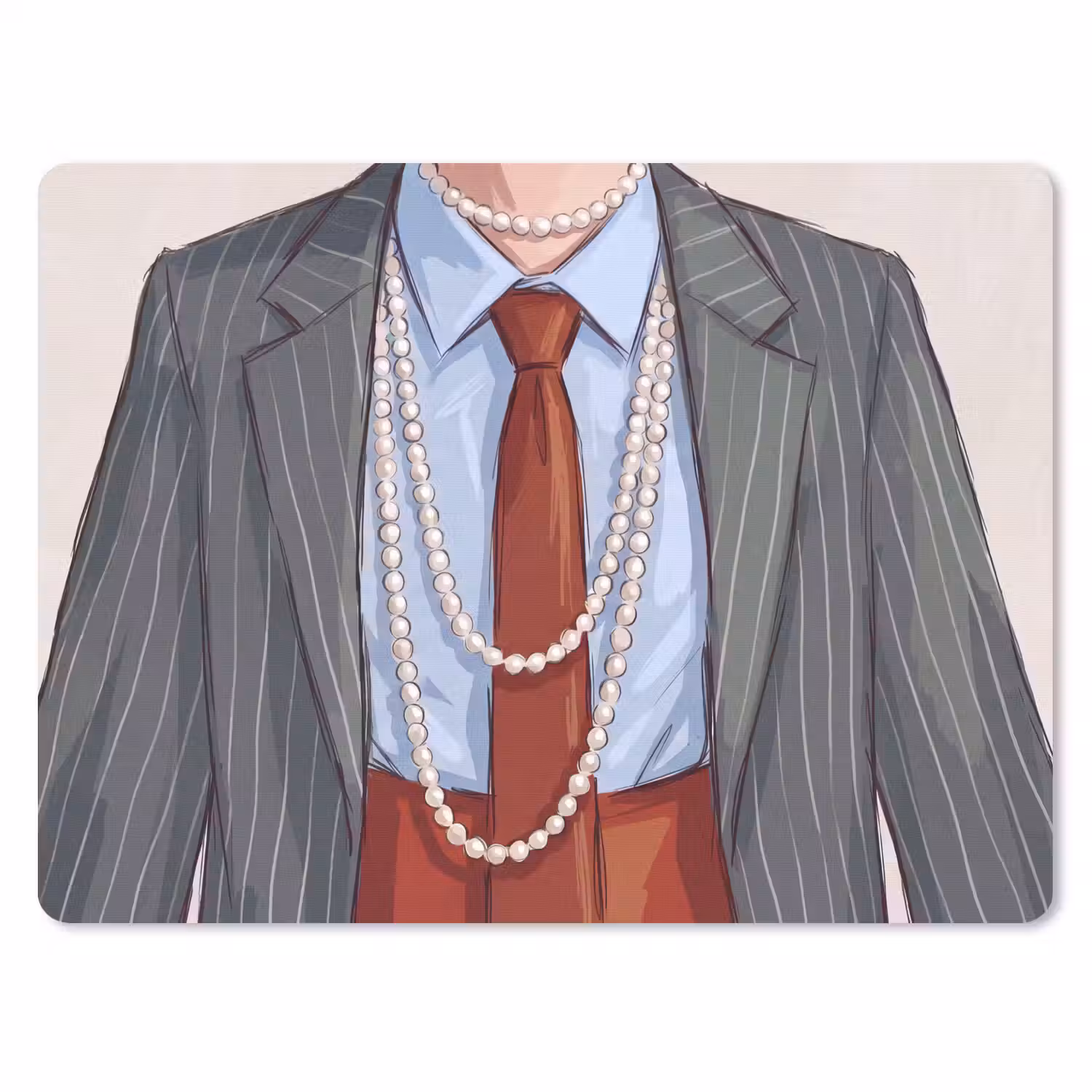 Kleding - Strik - Parels - Klassiek - Mode muismat rubber klein -3d