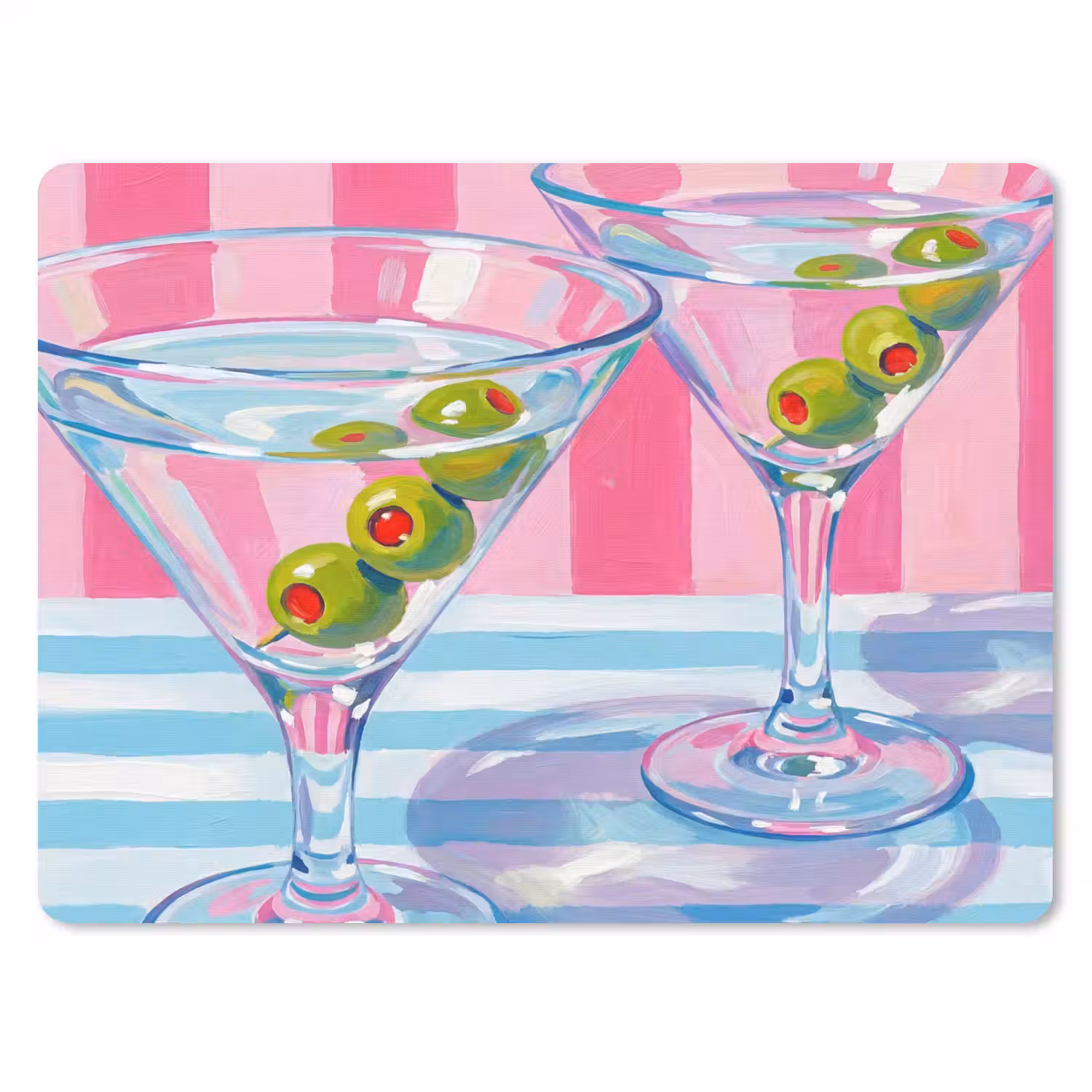 Cocktail - Olijven - Kunst - Modern - Roze muismat rubber klein -3d