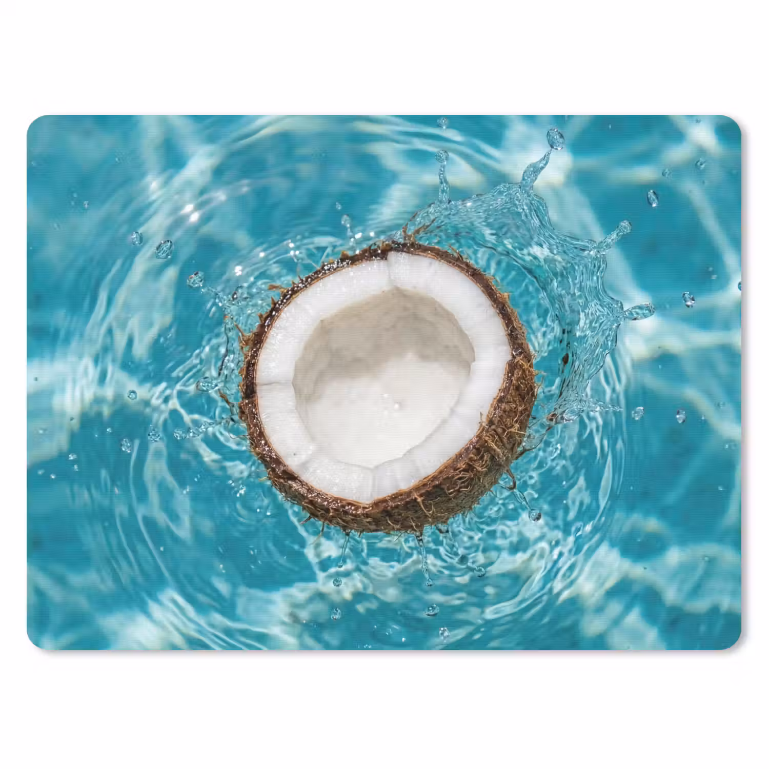 Kokosnoot - Water - Wit muismat rubber klein -3d