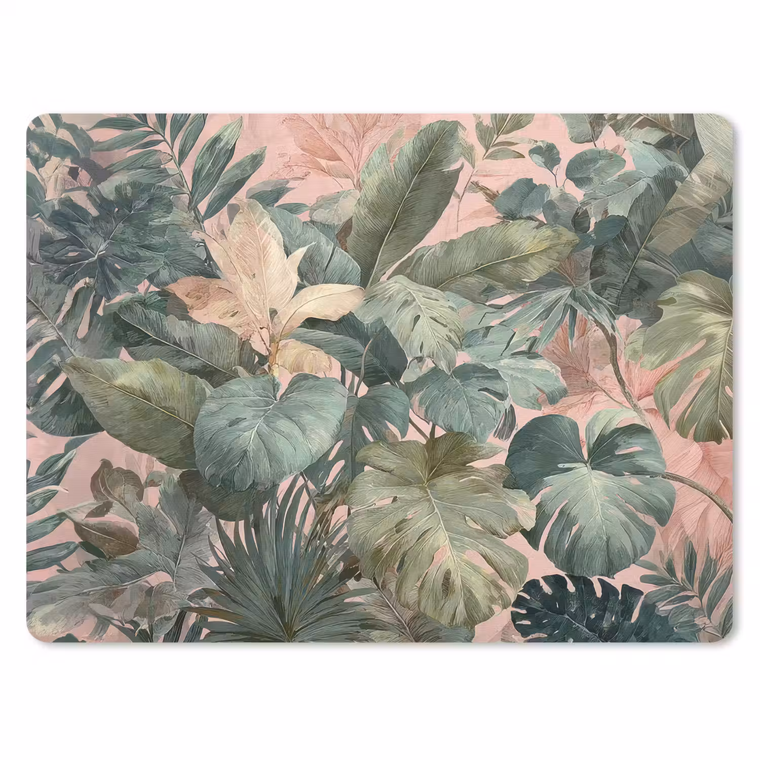 Compositie van bladeren - Groen - Roze muismat rubber klein -3d