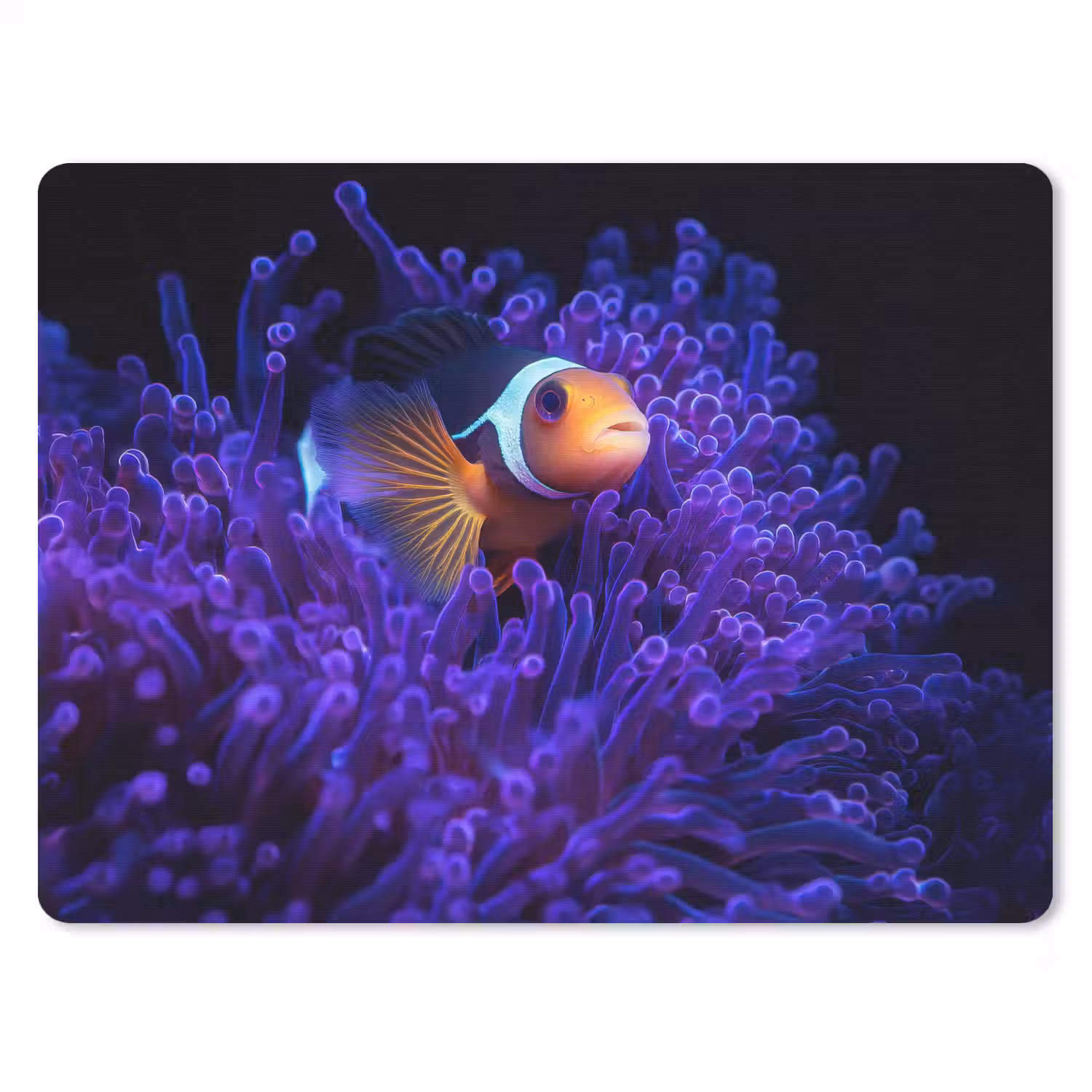 Koraal - Vis - Oranje - Zee muismat rubber klein -3d