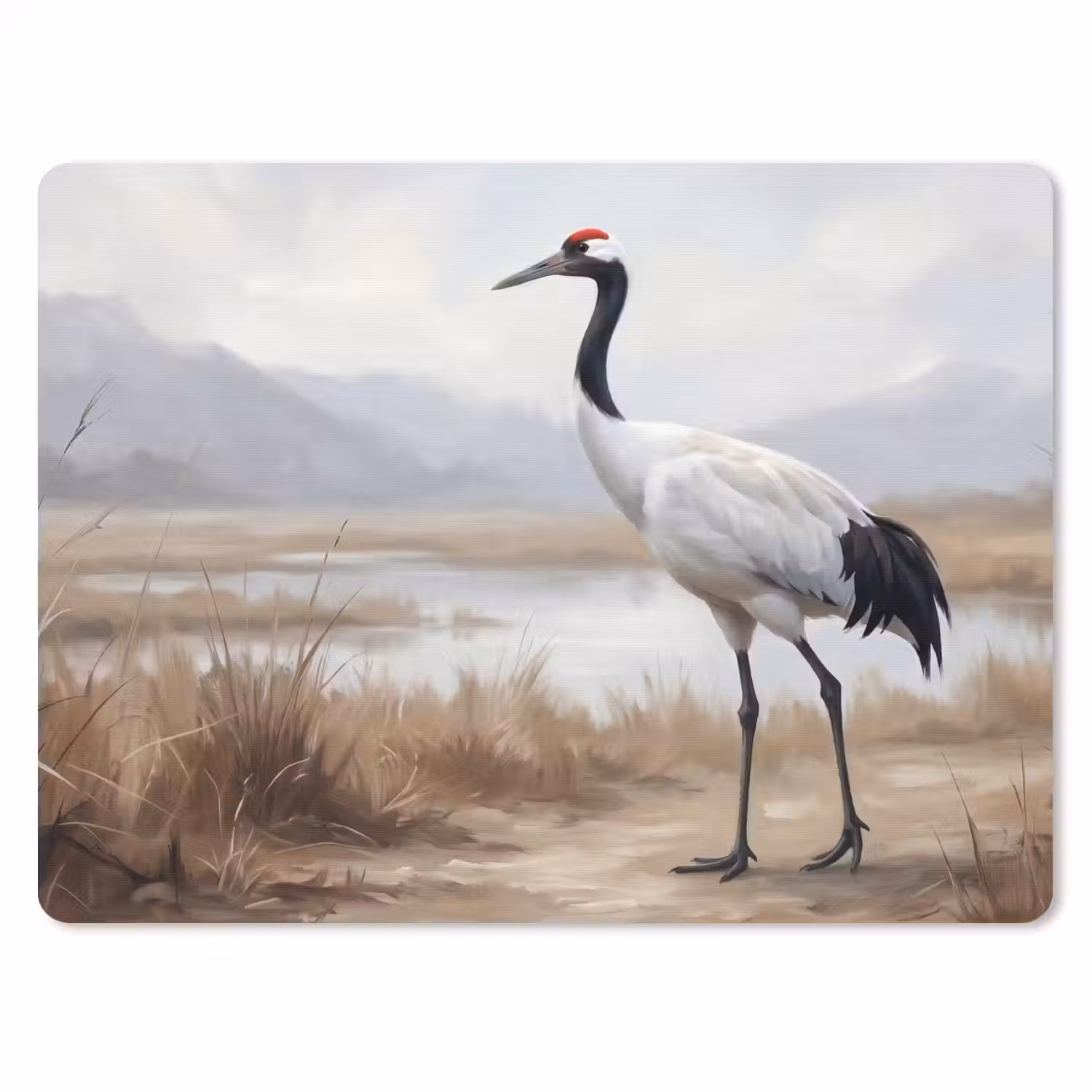 Kraanvogel - Natuur - Realistisch muismat rubber klein -3d